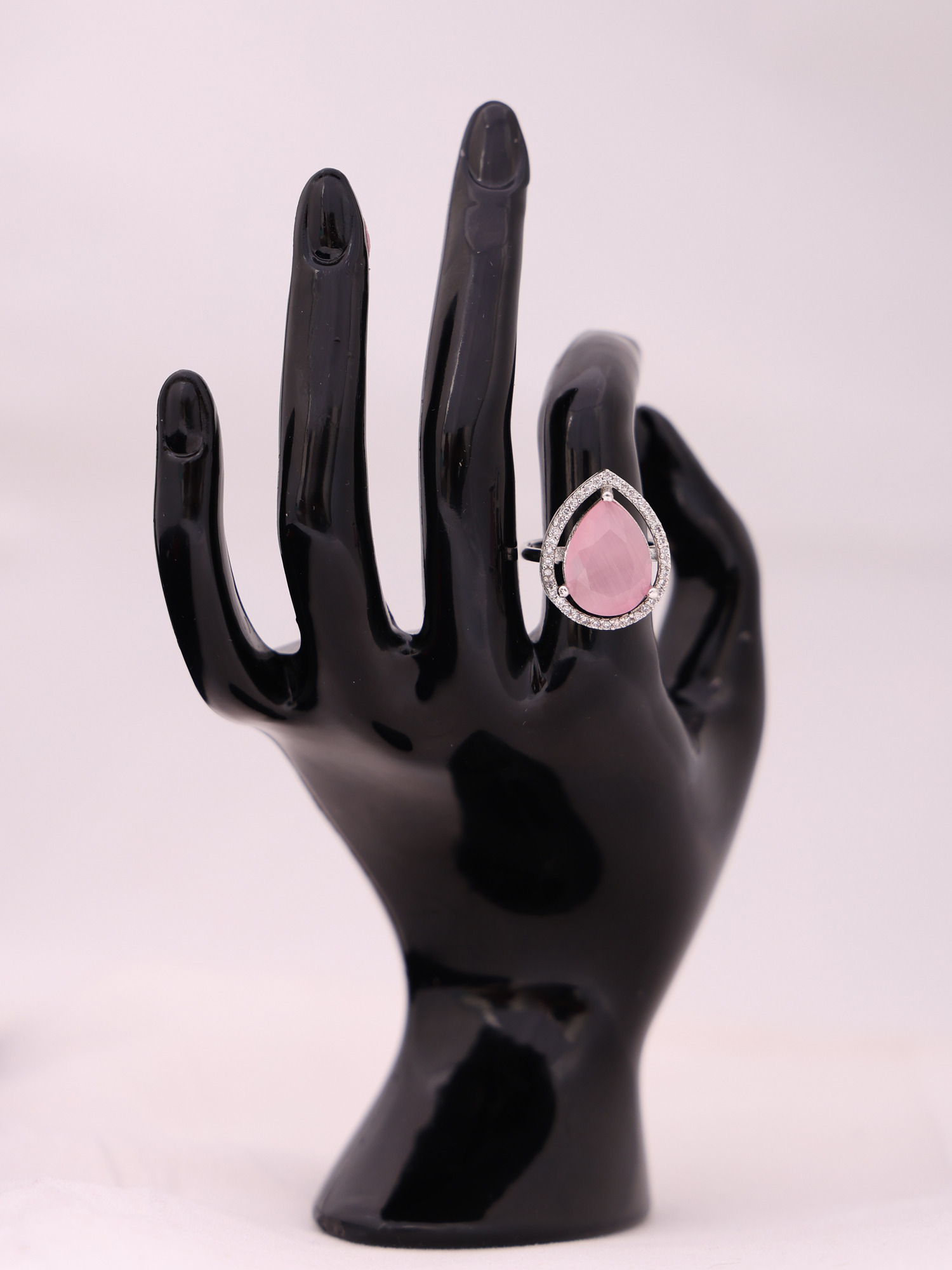 Blush Pink Teardrop AD Diamond Ring