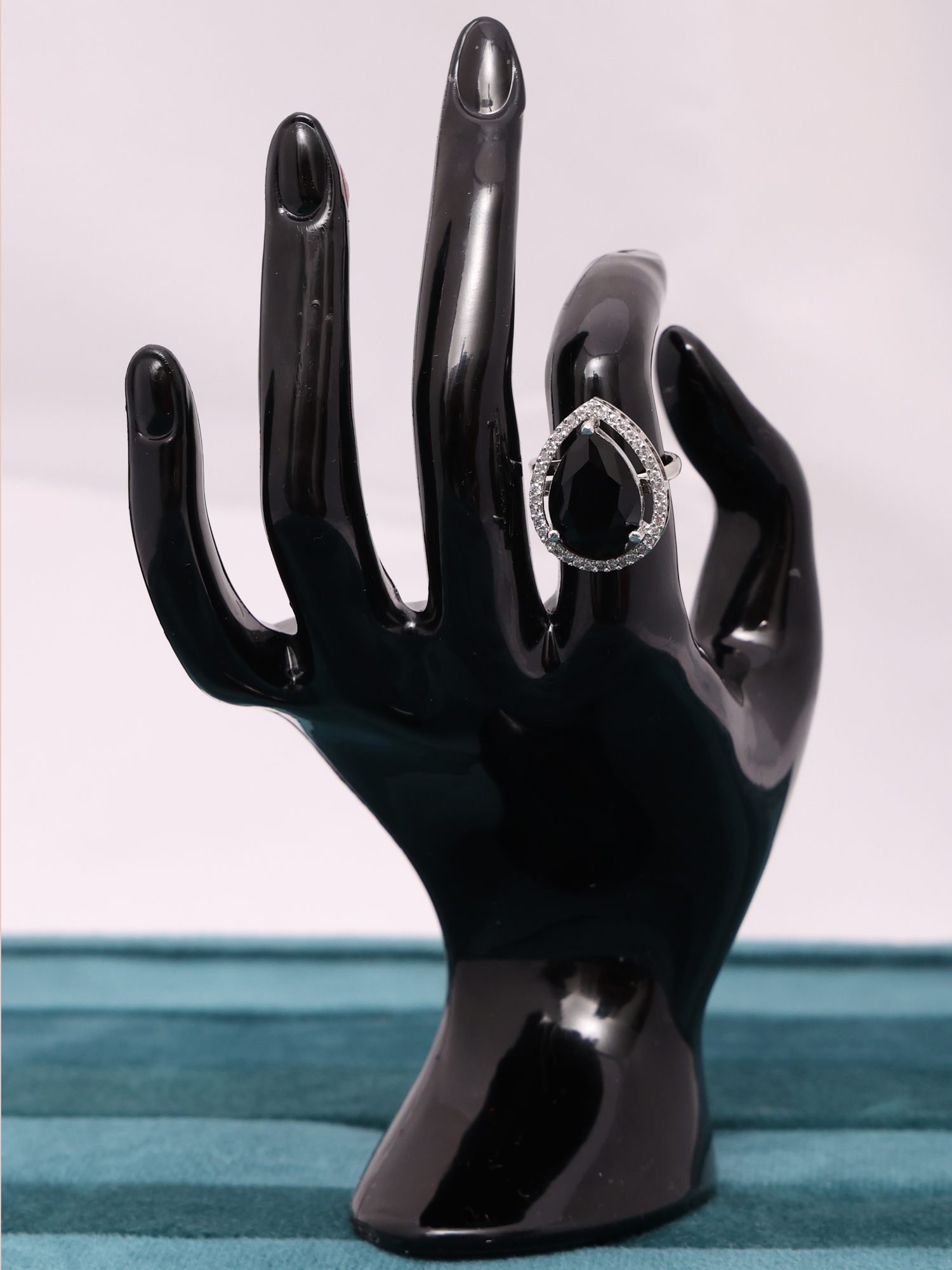 Noir Black Teardrop AD Diamond Ring