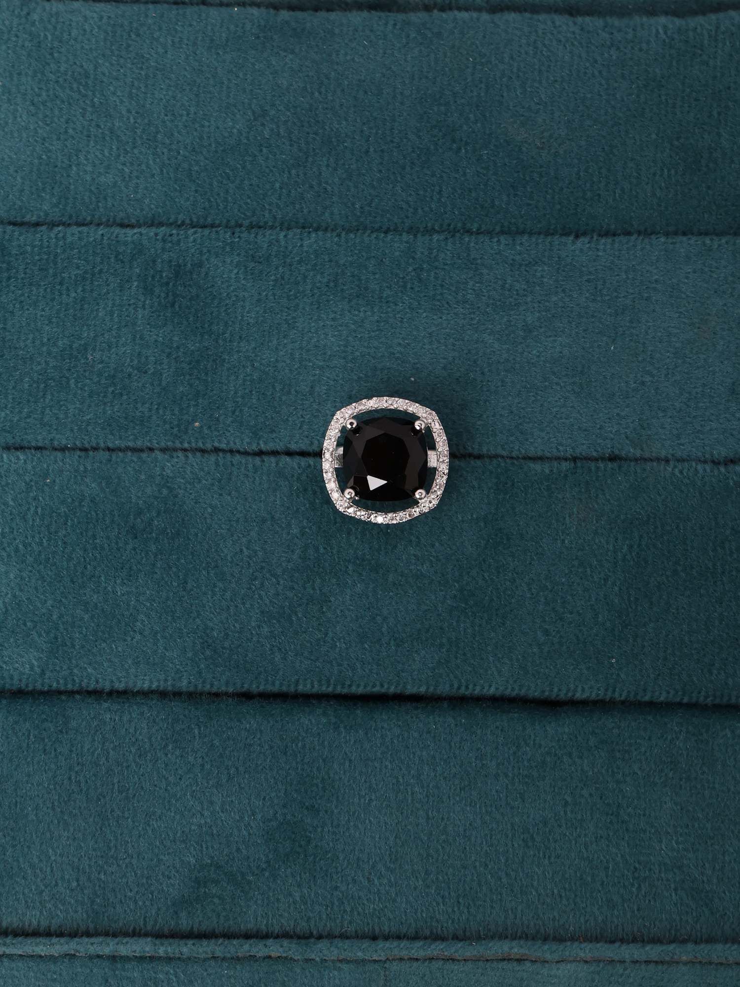 Noir Black Cushion Cut AD Diamond Ring