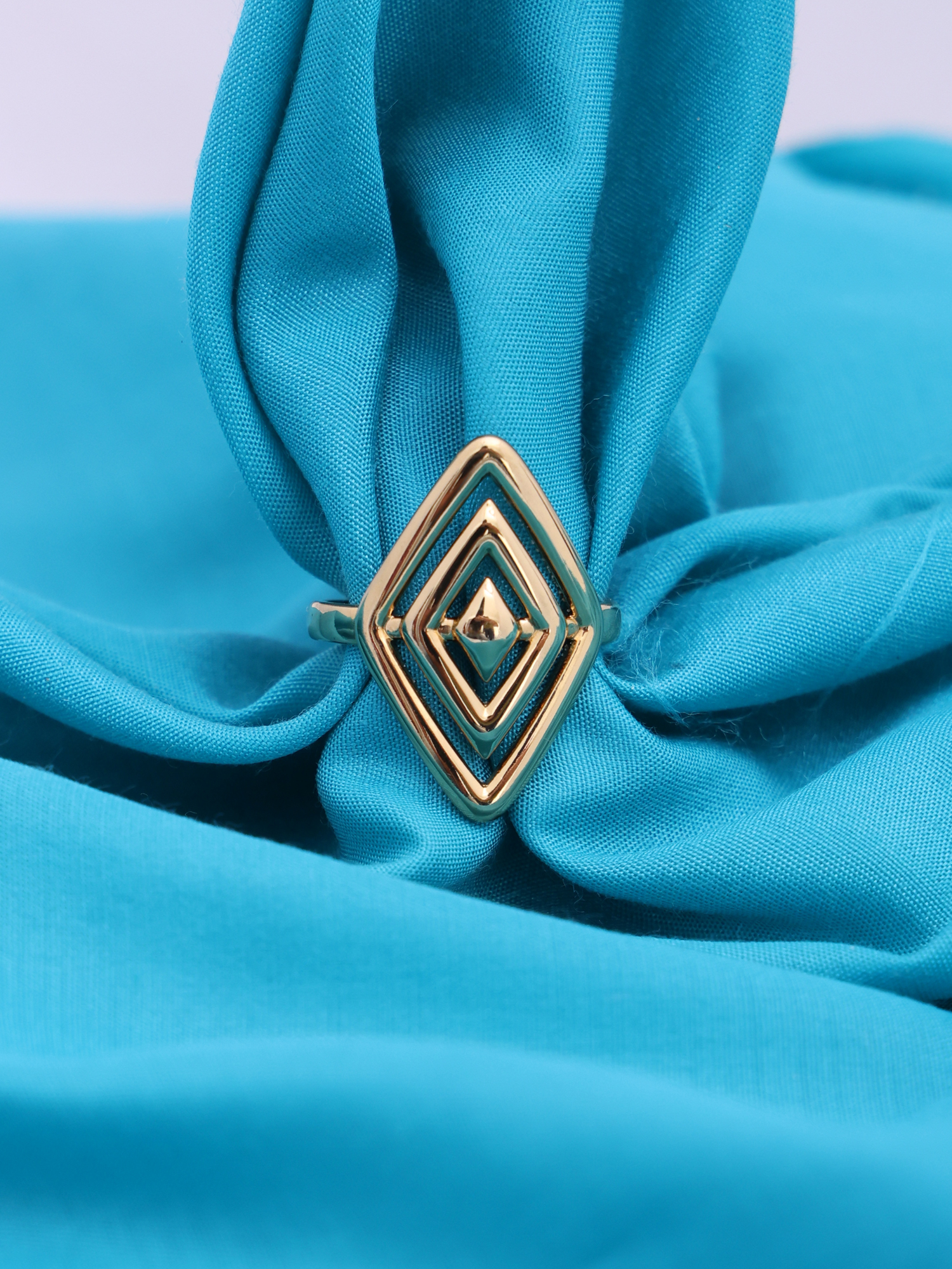 Geometric Gold Anti-Tarnish Ring