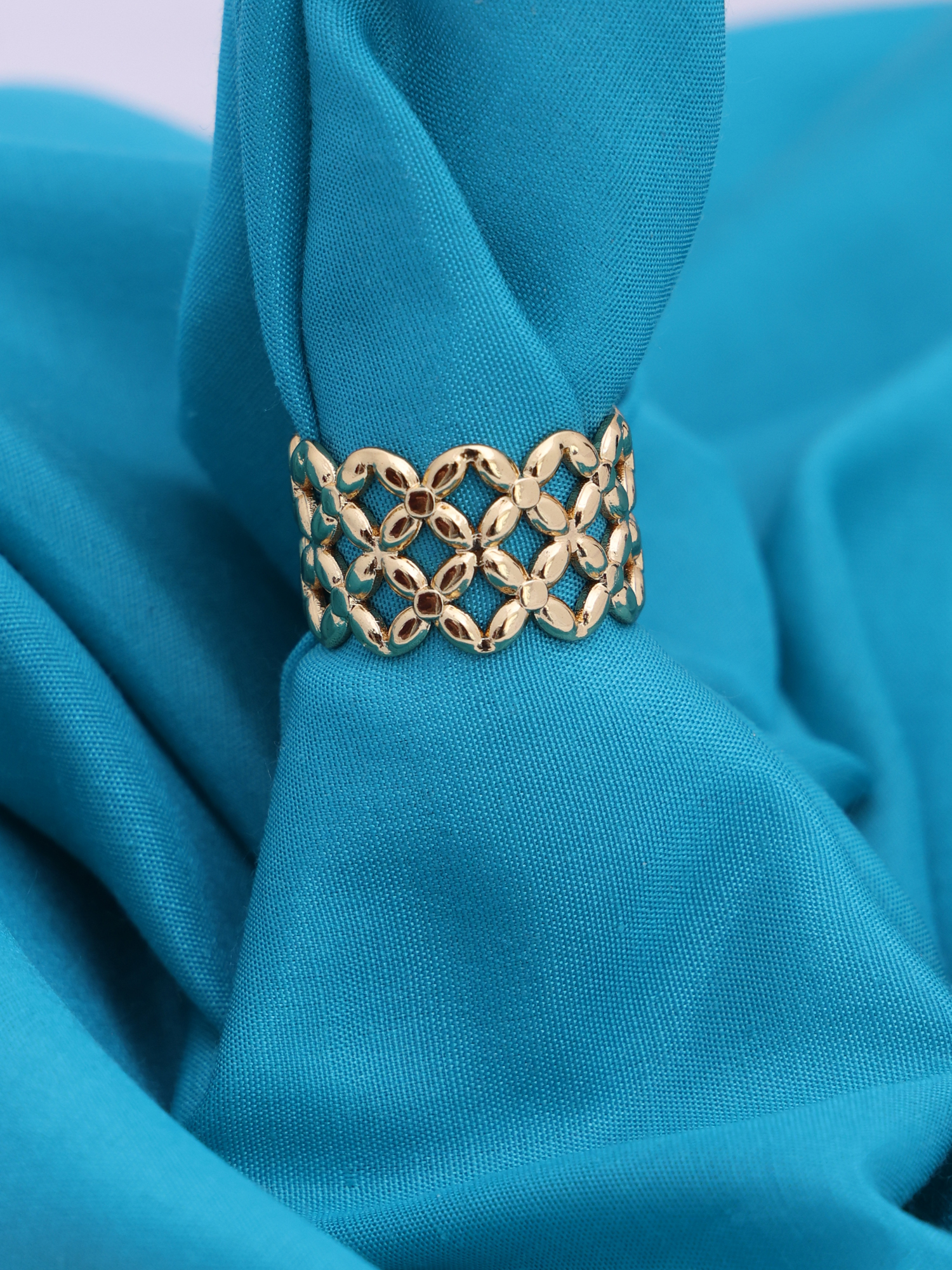 Anti-Tarnish Floral Gold Band Ring
