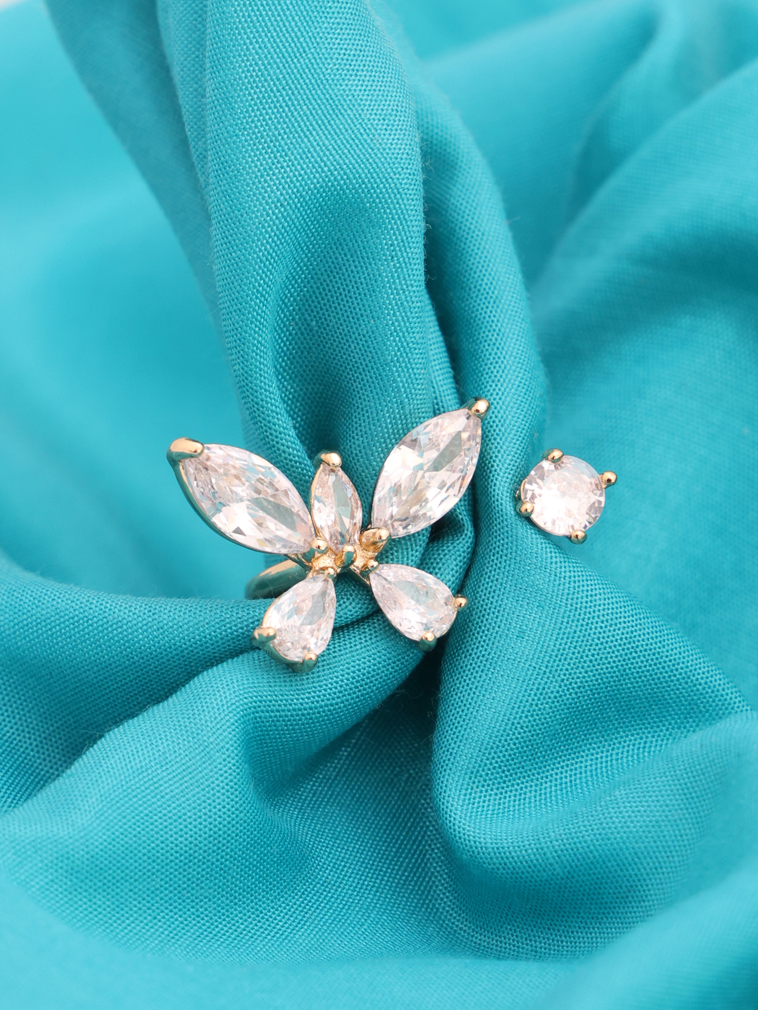 Anti-Tarnish Butterfly Crystal Open Ring