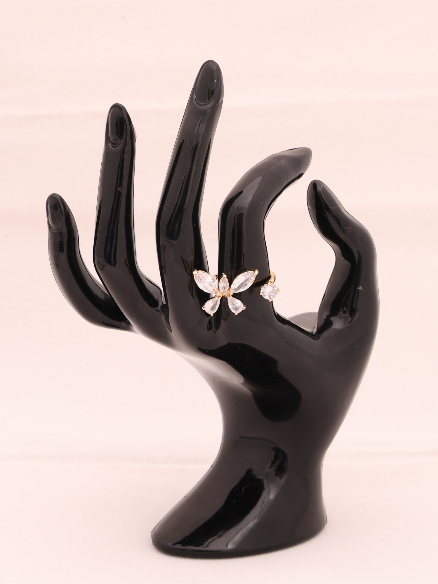 Anti-Tarnish Butterfly Crystal Open Ring