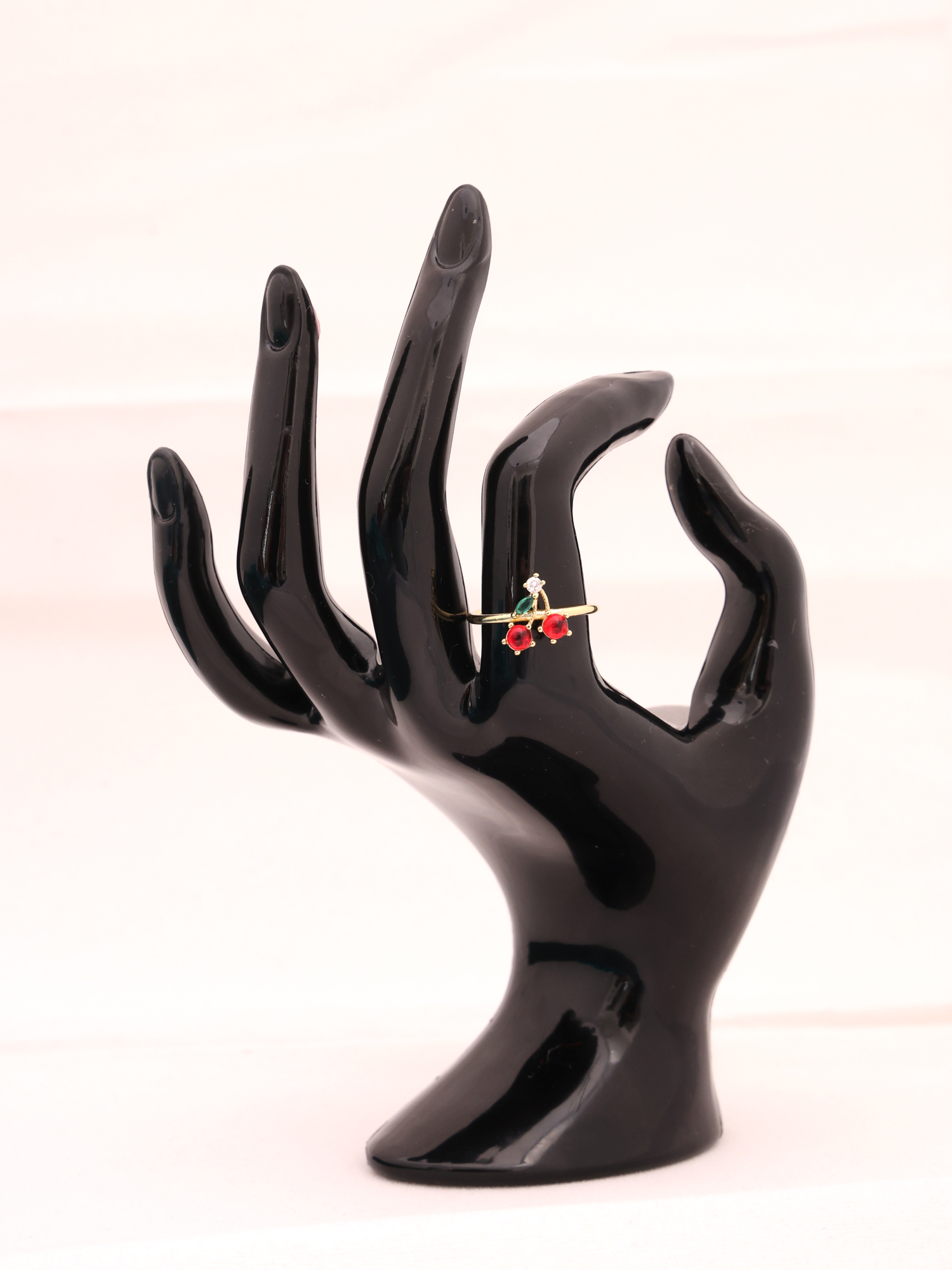 Anti-Tarnish Cherry Crystal Adjustable Ring