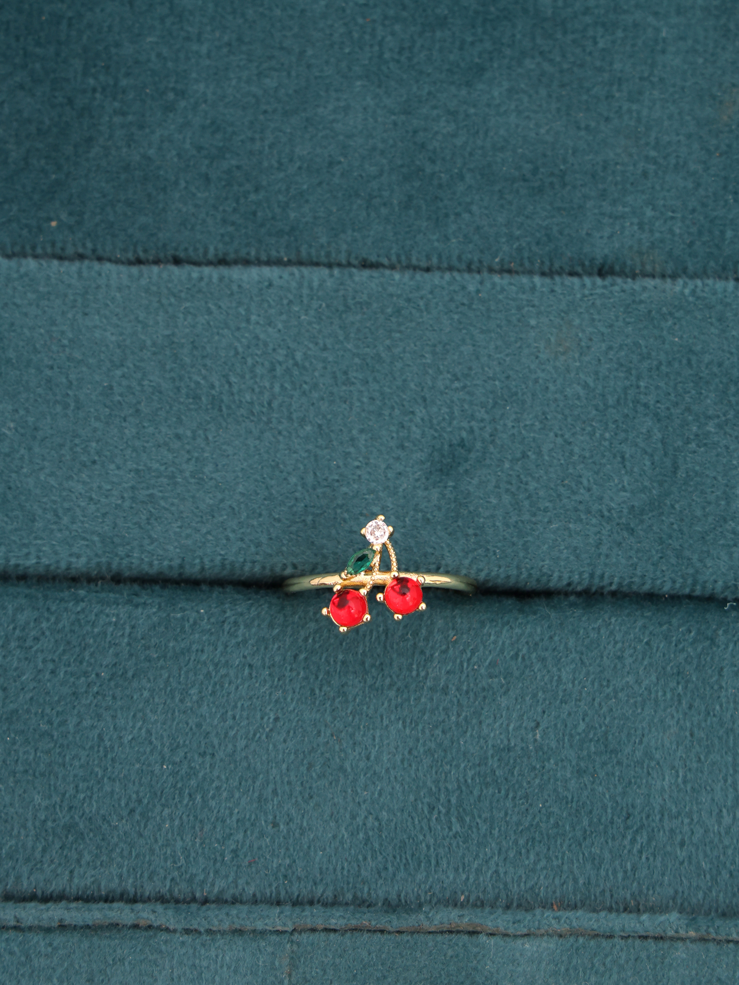 Anti-Tarnish Cherry Crystal Adjustable Ring