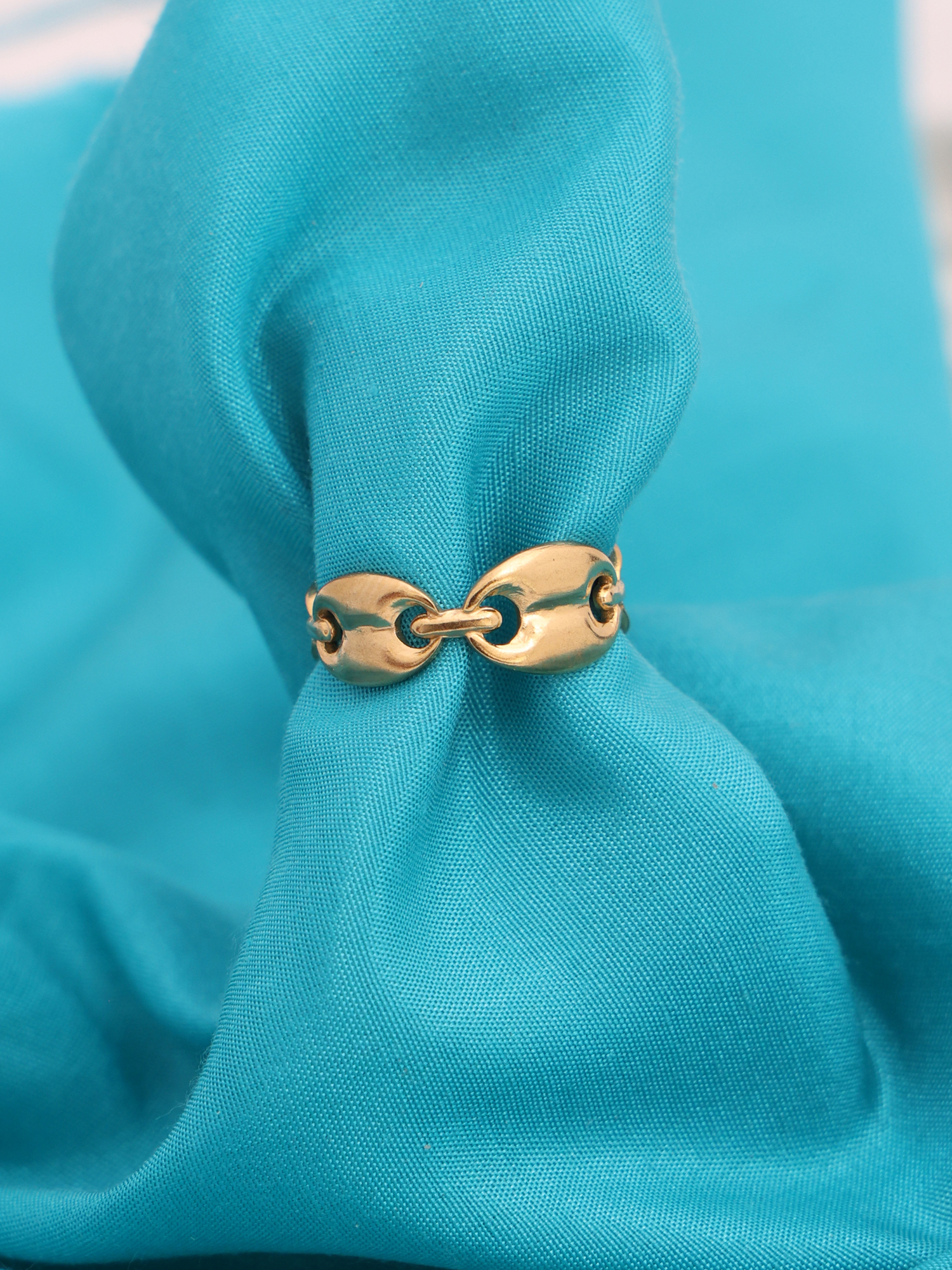 Anti-Tarnish Gold Link Adjustable Ring