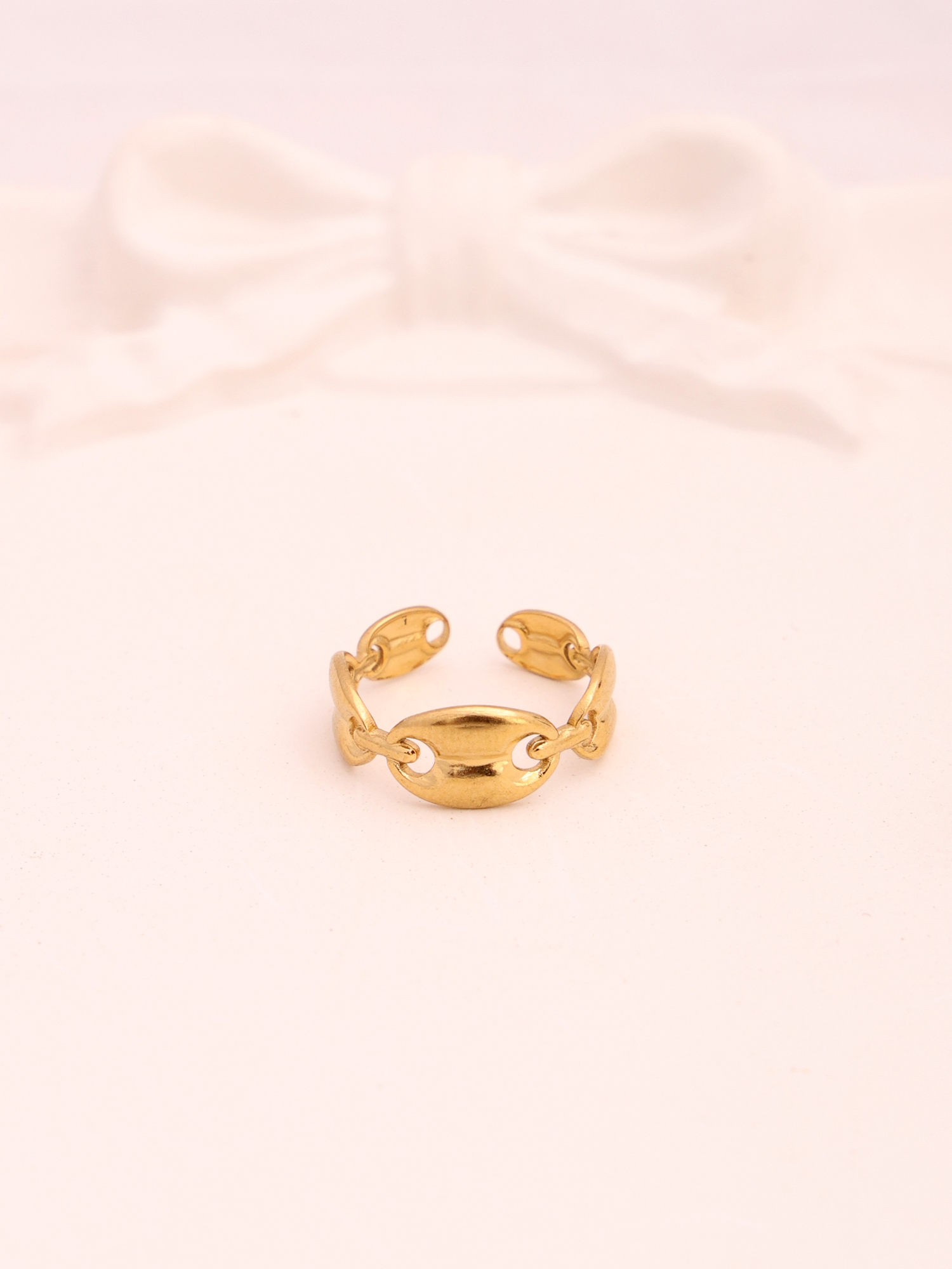 Anti-Tarnish Gold Link Adjustable Ring