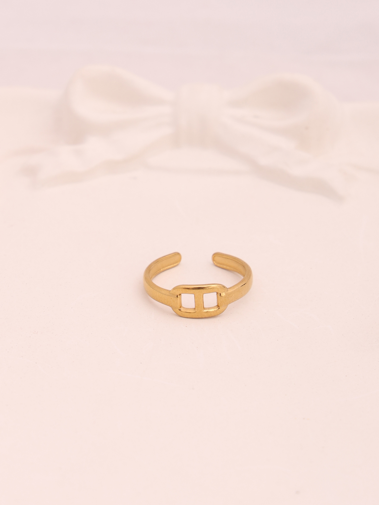 Anti-Tarnish Gold Buckle Adjustable Ring