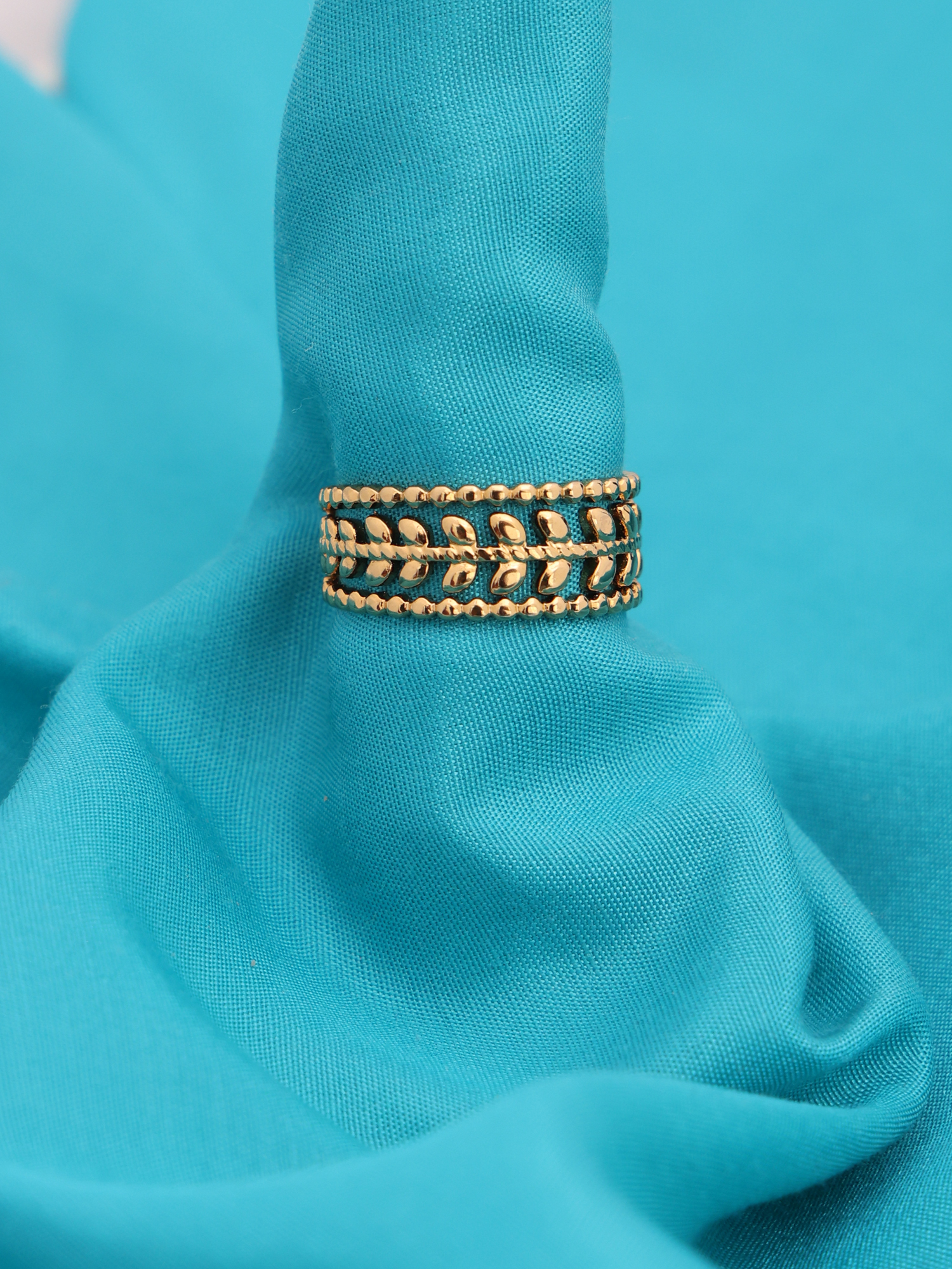 Anti-Tarnish Gold Layered Leaf Adjustable Ring