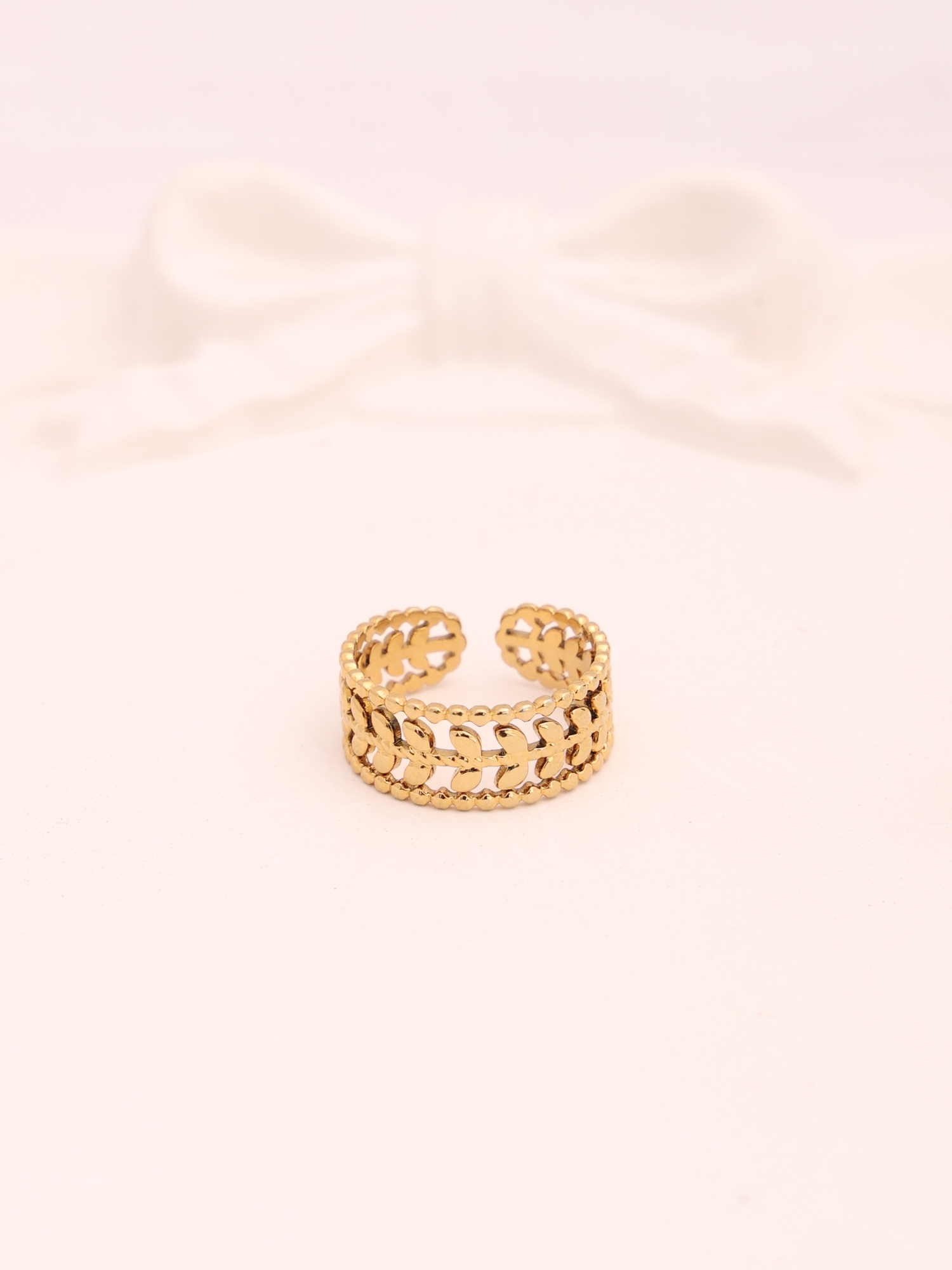 Anti-Tarnish Gold Layered Leaf Adjustable Ring