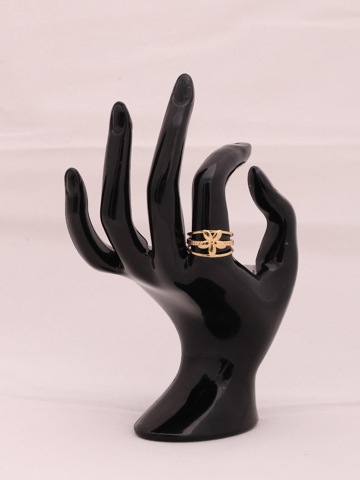 Anti-Tarnish Floral Layered Adjustable Ring