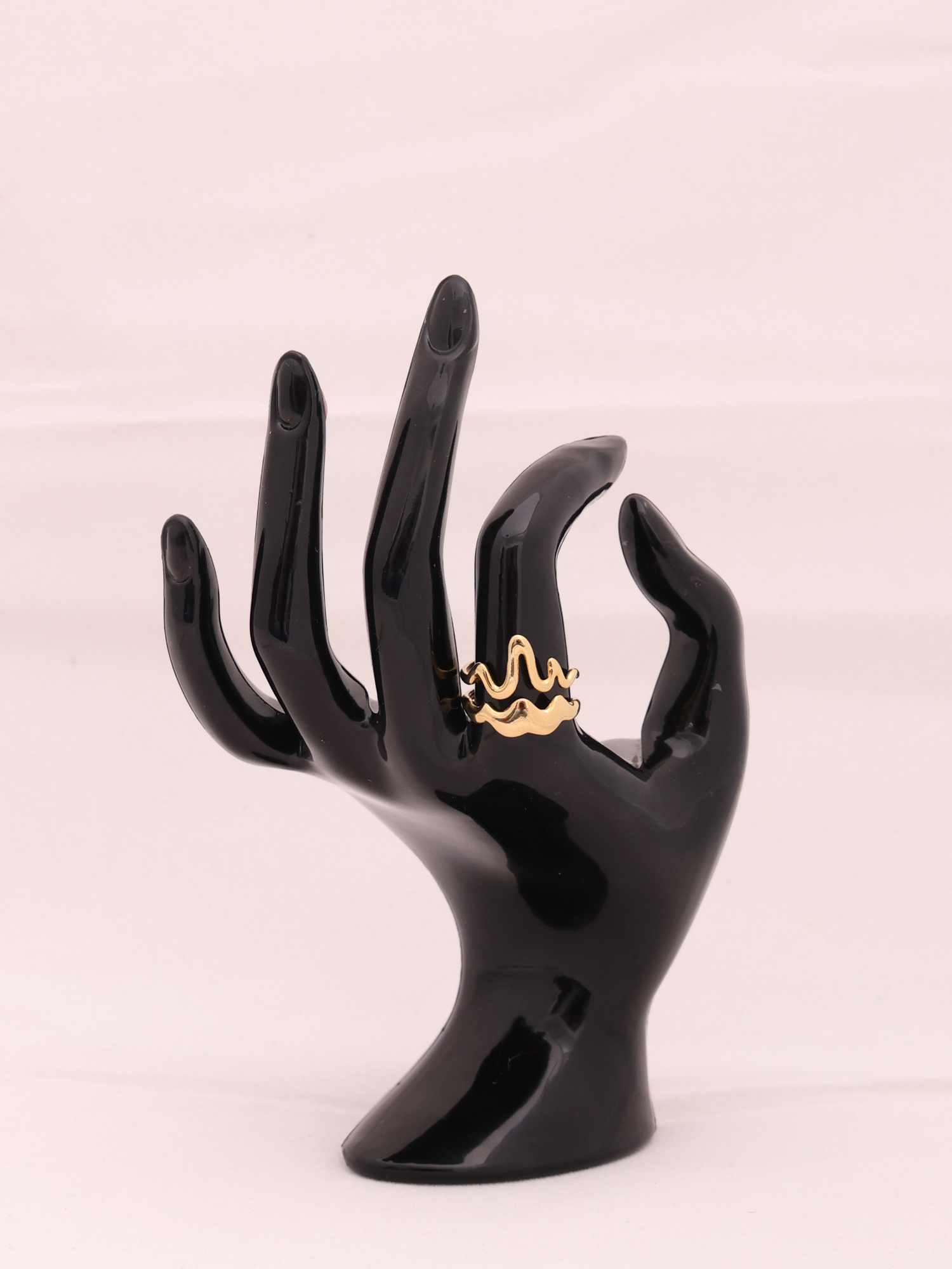 Anti-Tarnish Gold Wave Adjustable Ring