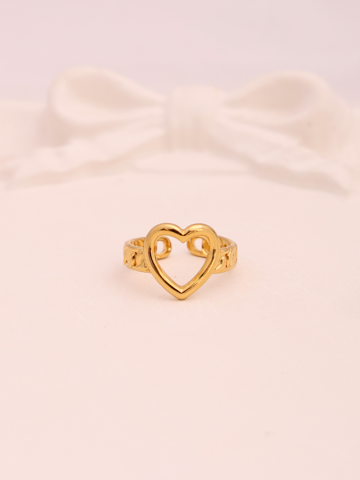 Anti-Tarnish Minimal Heart Adjustable Ring