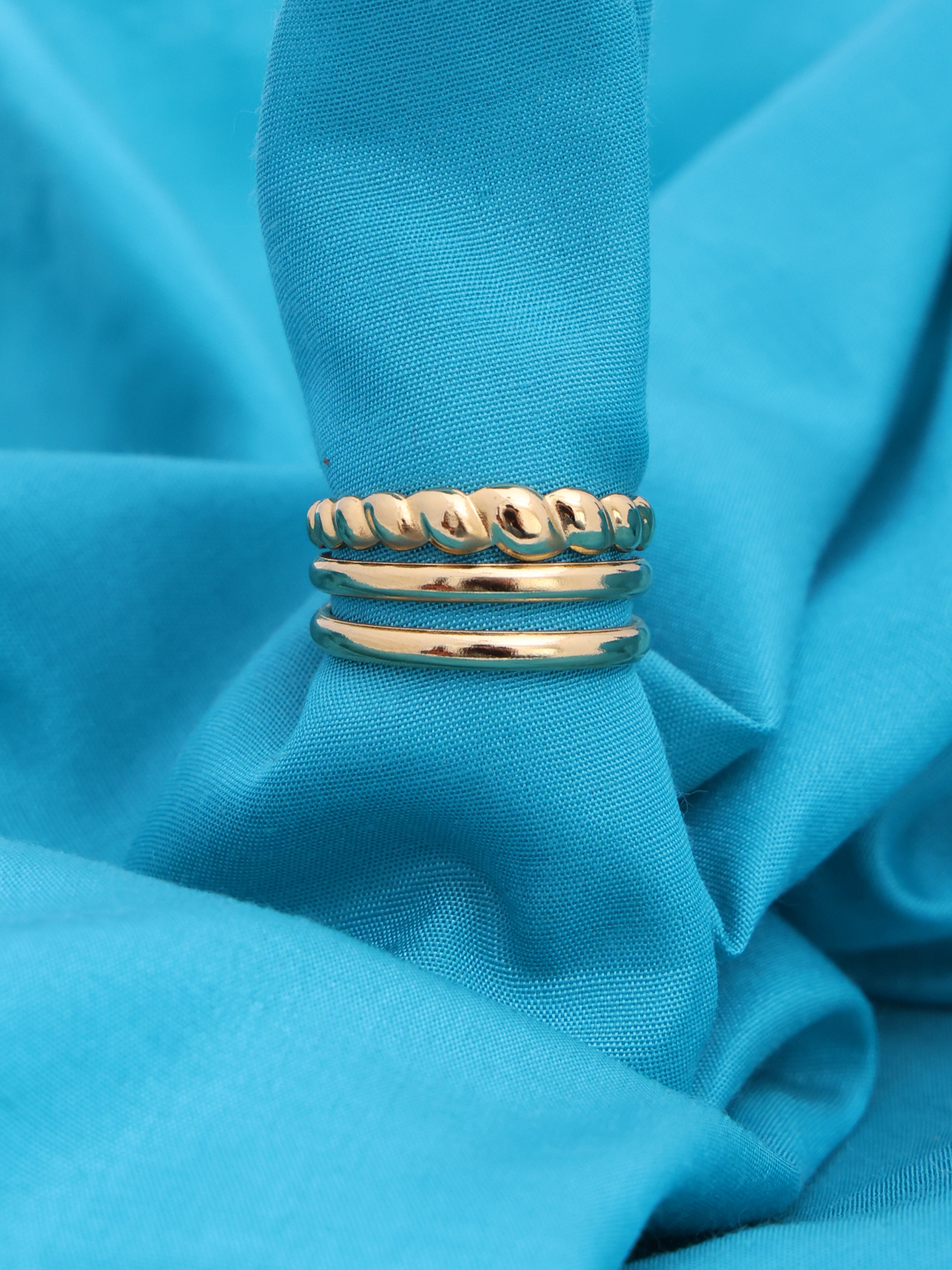 Anti-Tarnish Triple Layer Stack Adjustable Ring