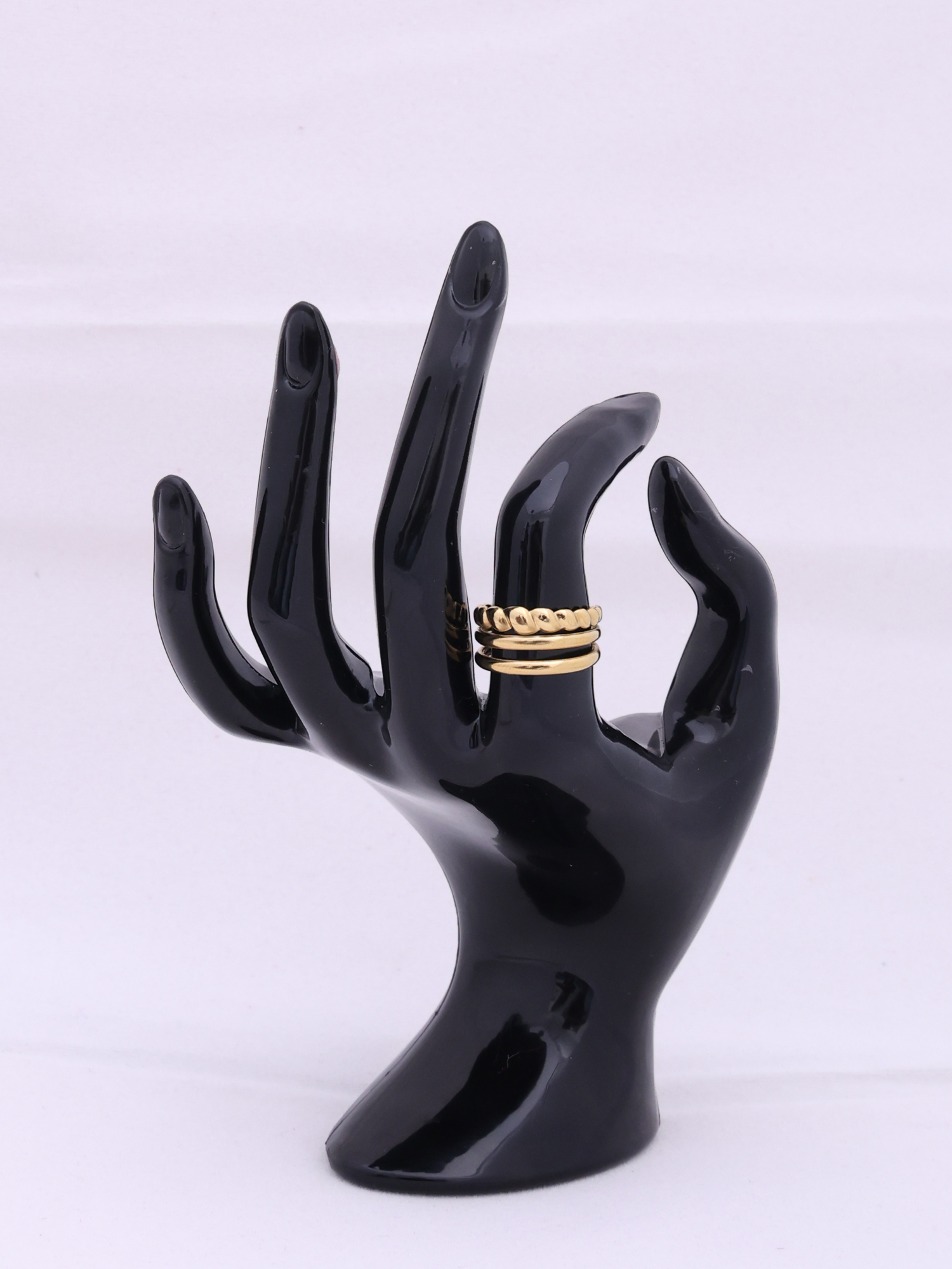 Anti-Tarnish Triple Layer Stack Adjustable Ring