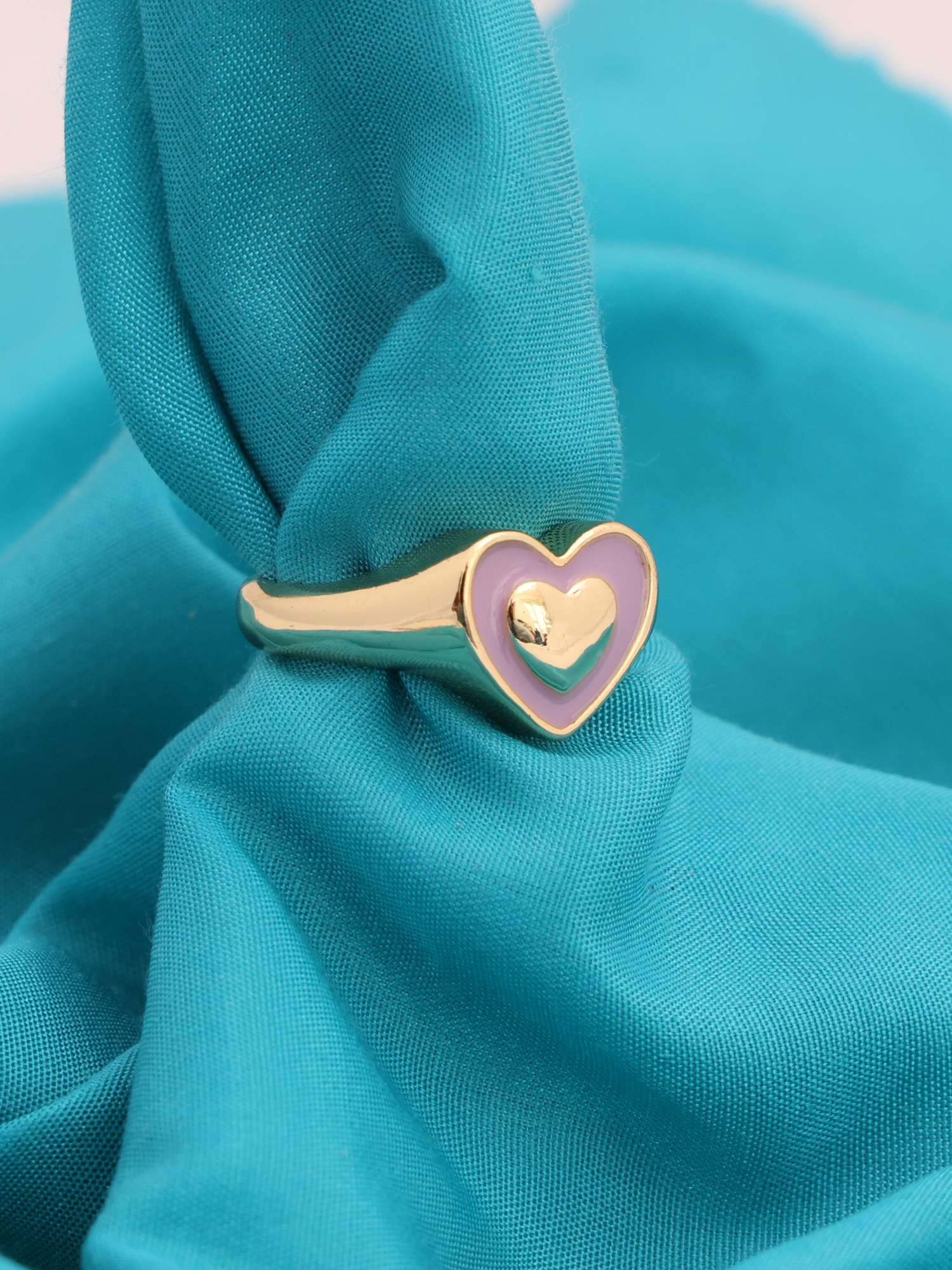 Anti-Tarnish Pastel Heart Adjustable Ring