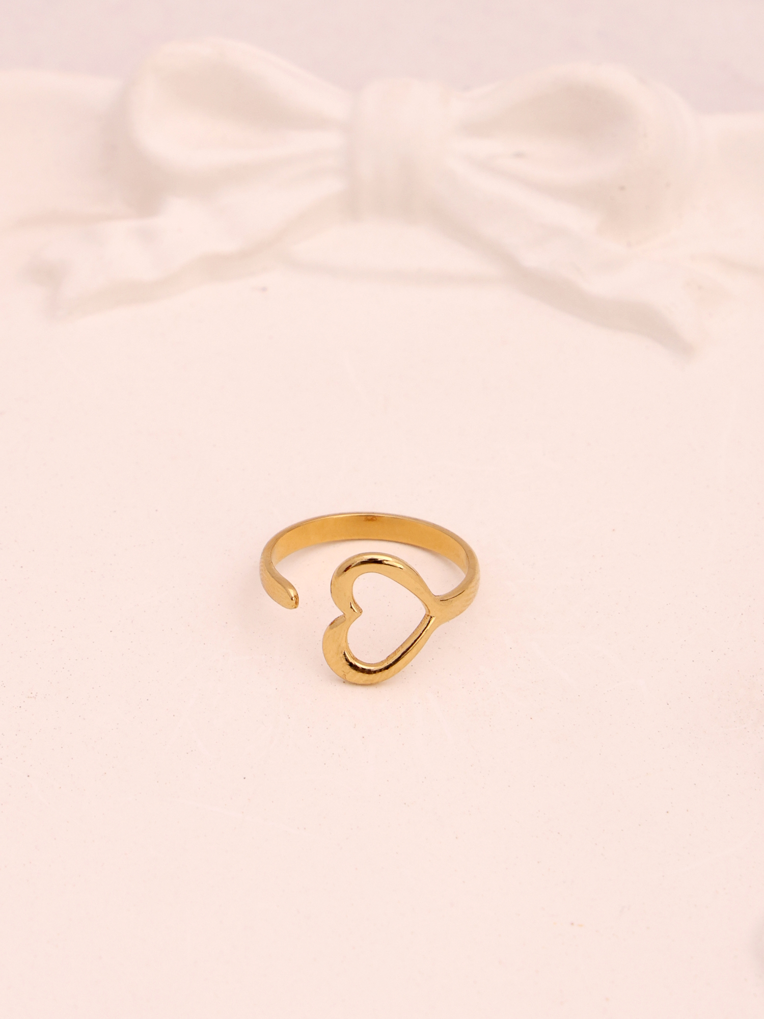 Anti-Tarnish Open Heart Minimal Adjustable Ring
