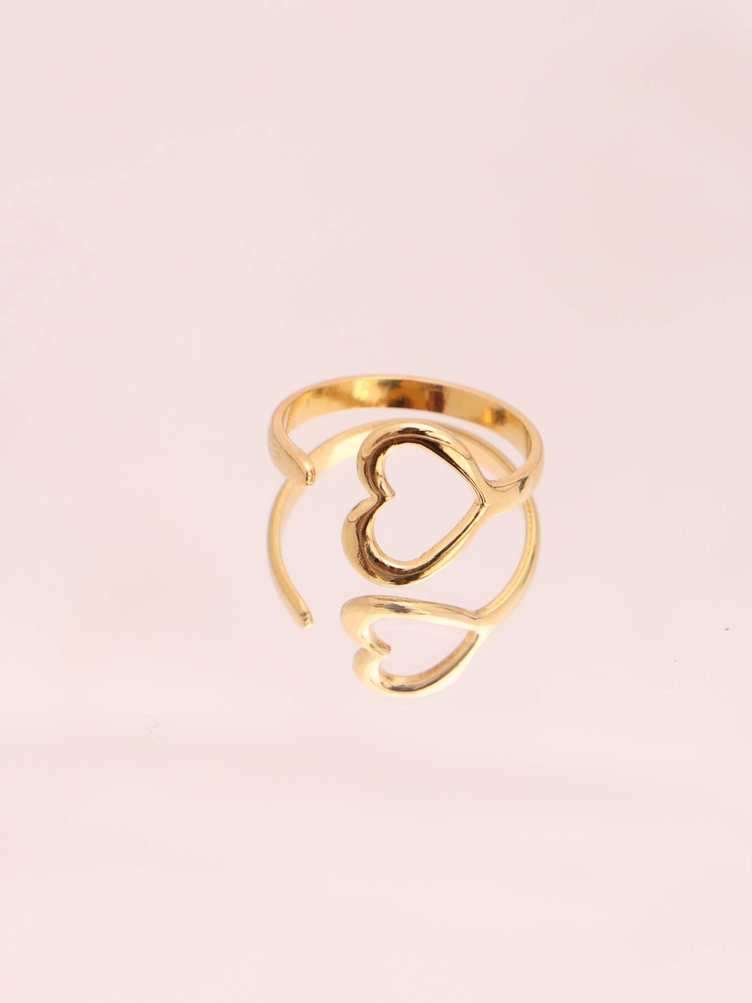 Anti-Tarnish Open Heart Minimal Adjustable Ring