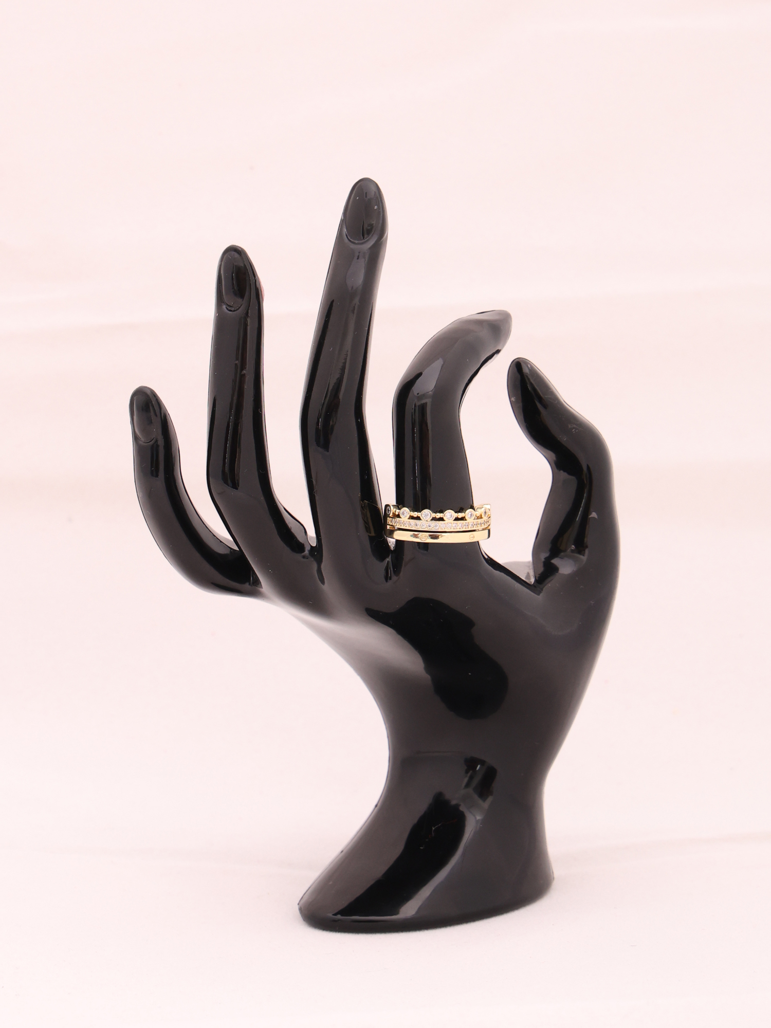 Anti-Tarnish Crystal Crown Stack Adjustable Ring