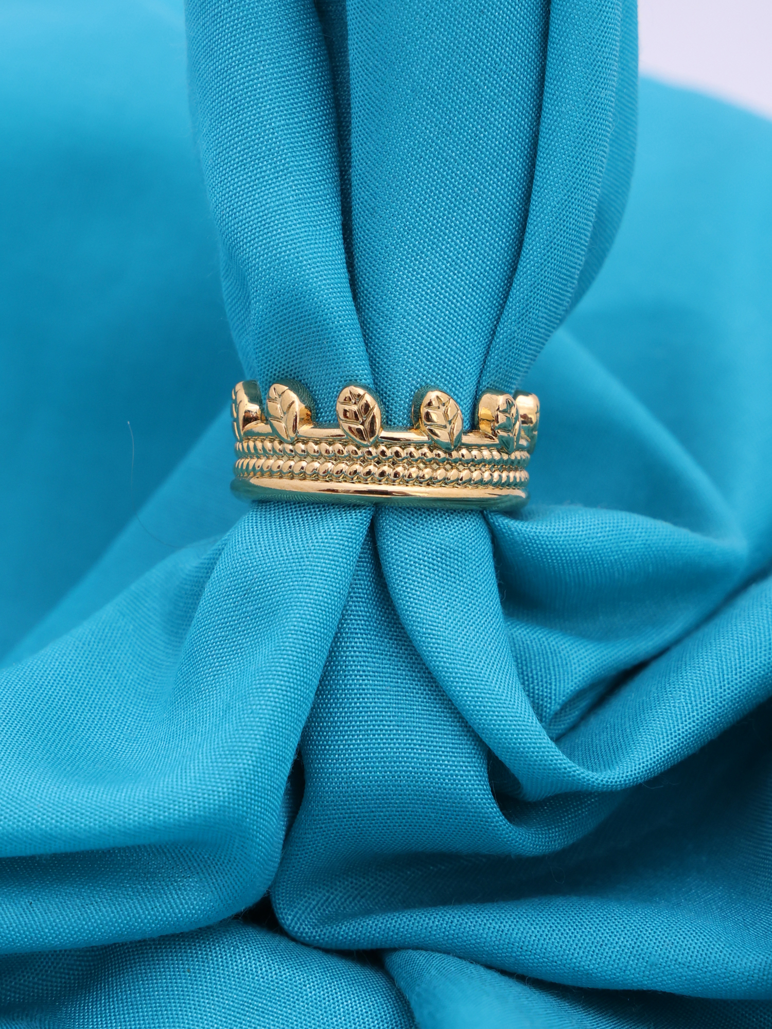 Anti-Tarnish Leaf Stack Adjustable Ring