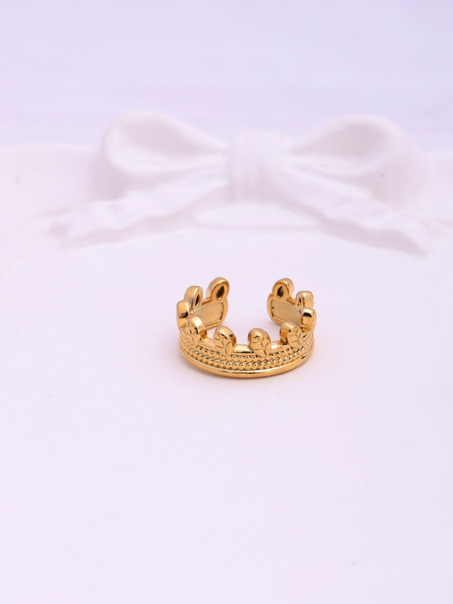 Anti-Tarnish Leaf Stack Adjustable Ring
