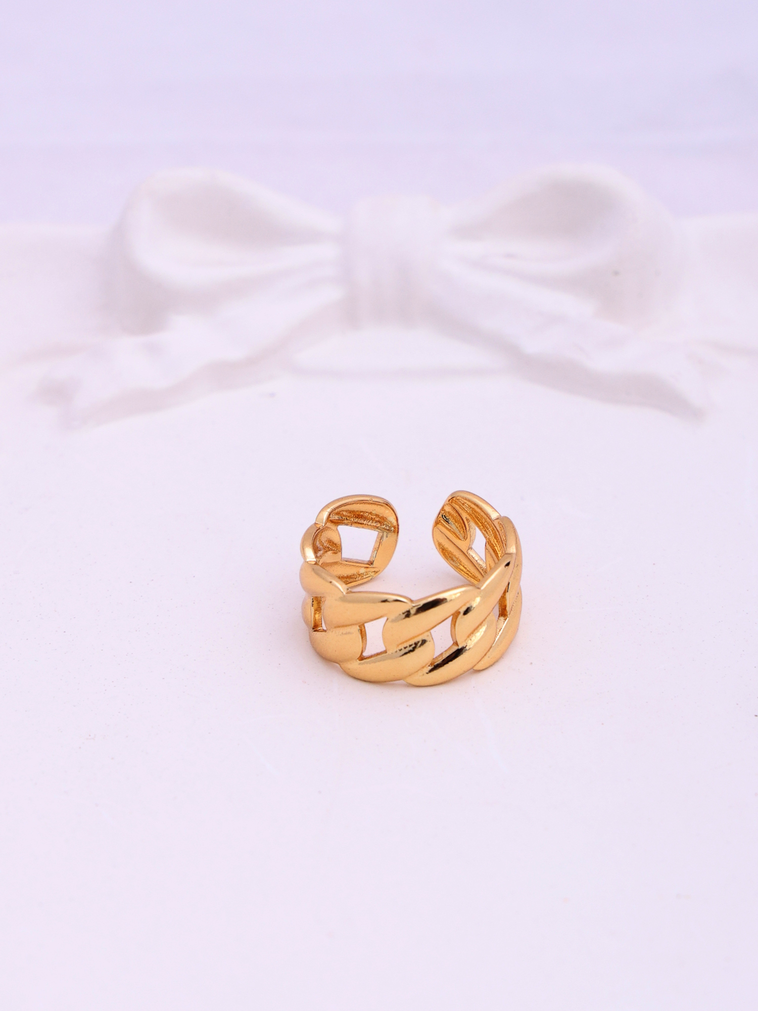 Anti-Tarnish Chunky Chain Adjustable Ring