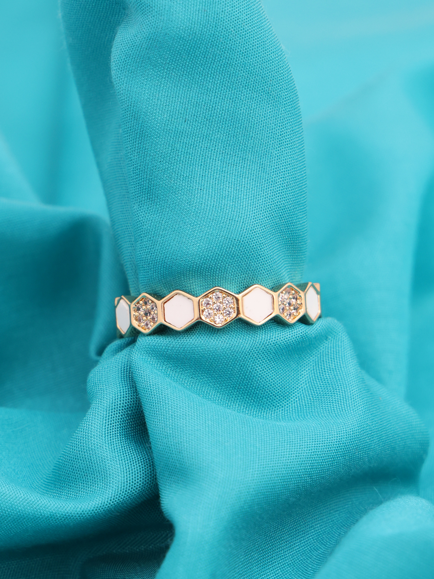 Anti-Tarnish Hexa Luxe Crystal Ring
