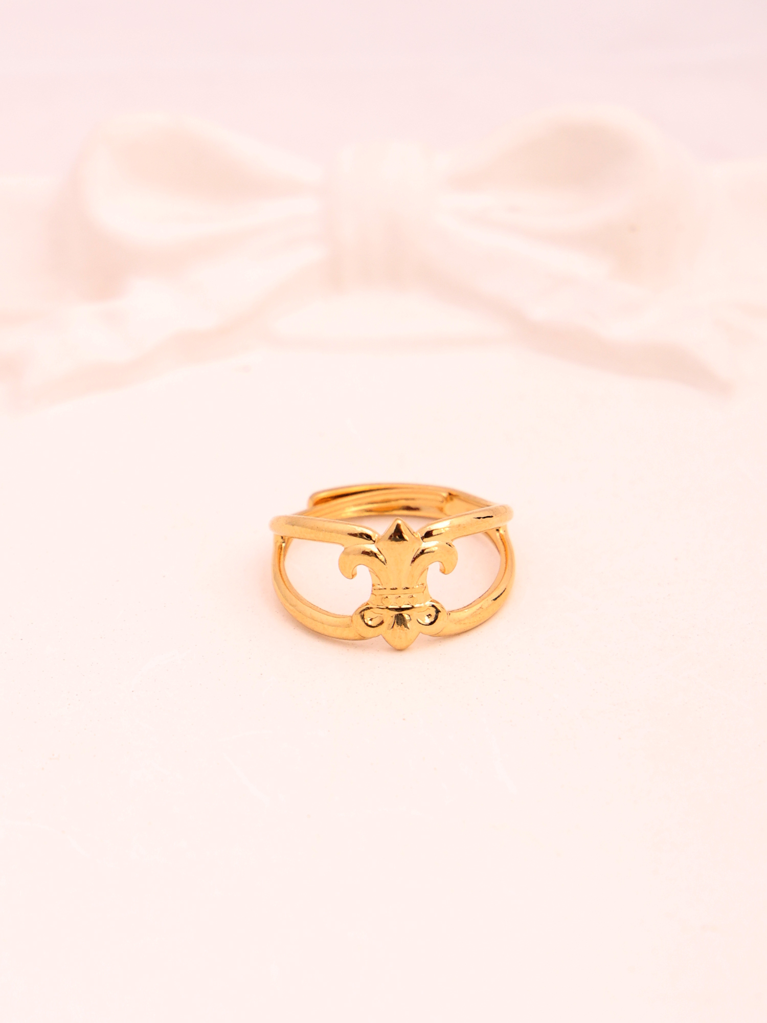 Anti-Tarnish Fleur Royal Adjustable Ring