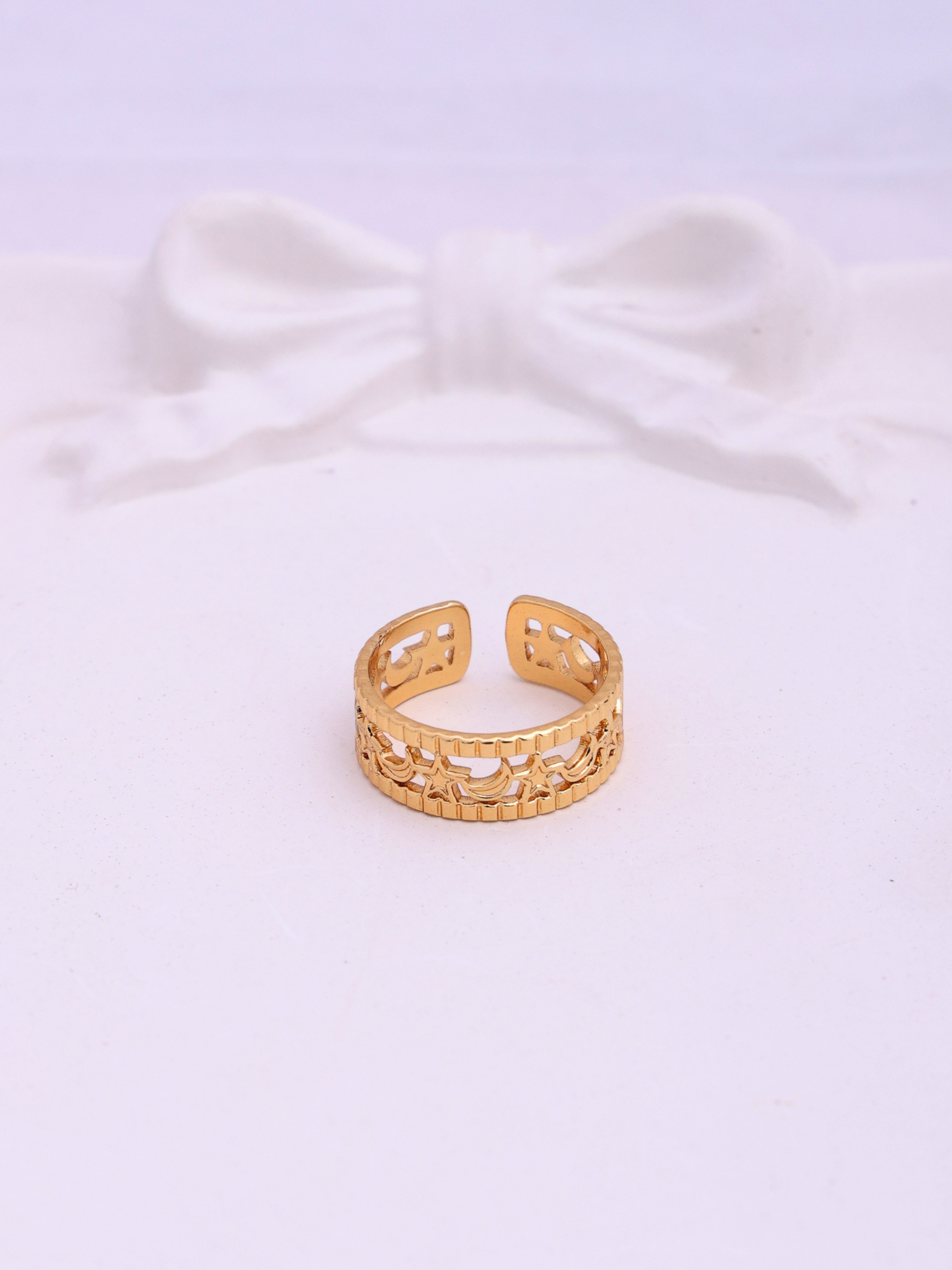 Anti-Tarnish Celestial Moon & Star Band Ring