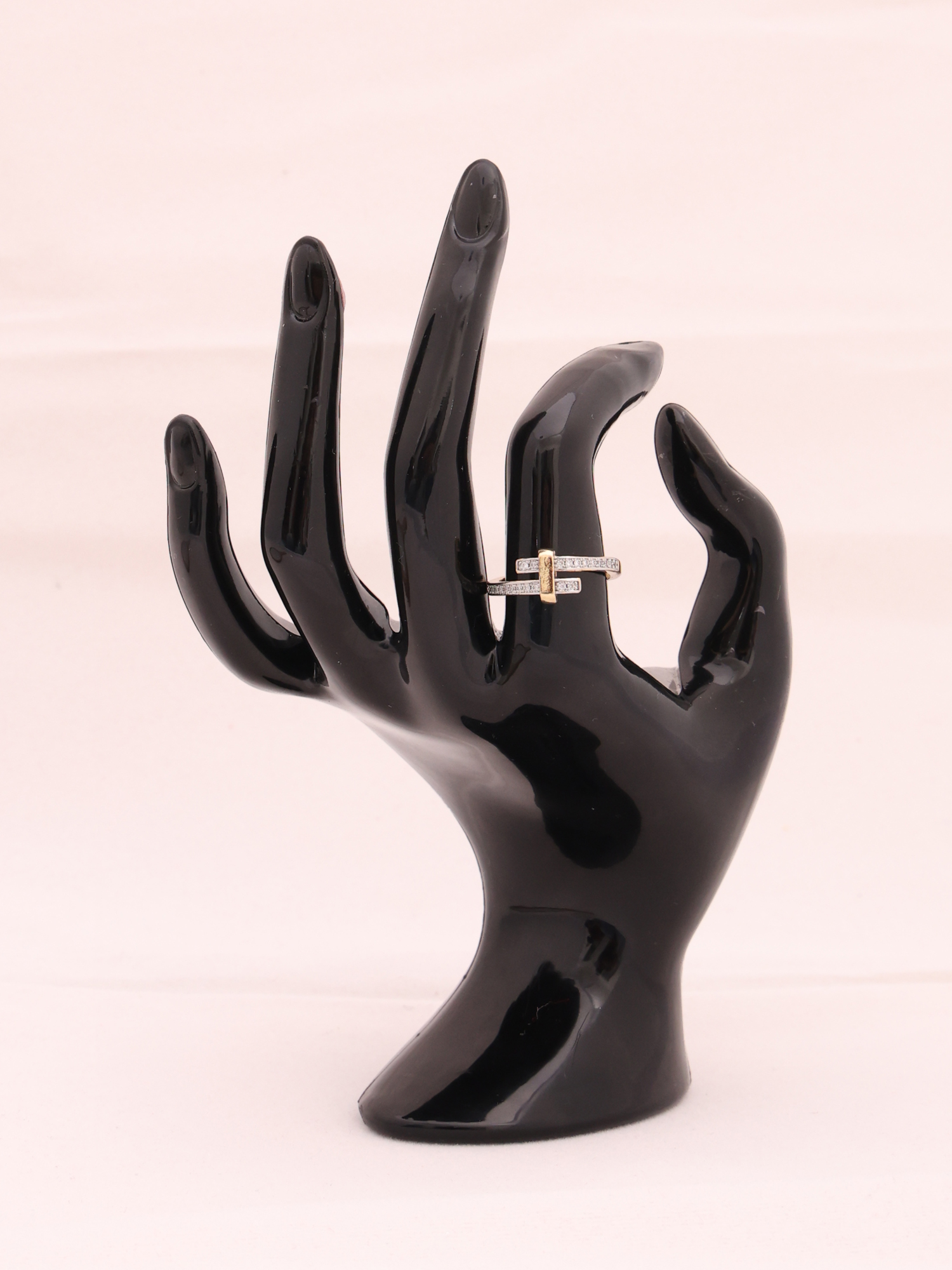 Anti-Tarnish Dual Bar Crystal Crossover Ring