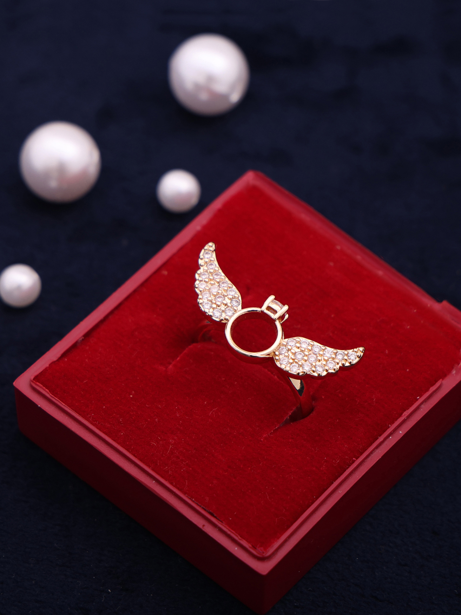 Angel Wing Halo Crystal Ring