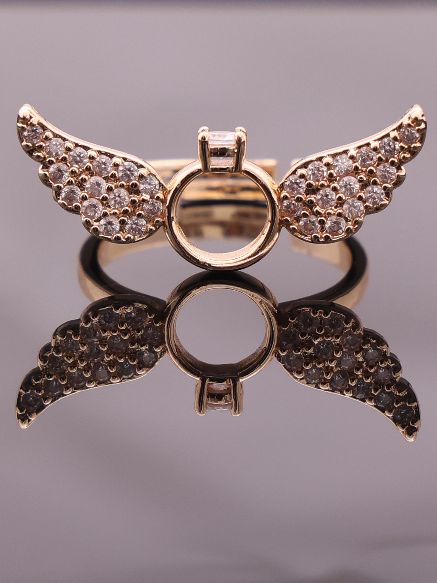Angel Wing Halo Crystal Ring