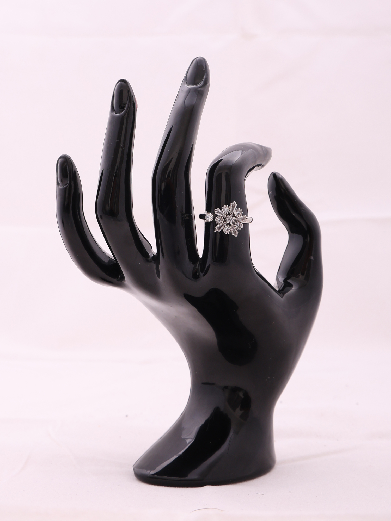 Anti-Tarnish Rotating Snowflake Crystal Spinner Ring