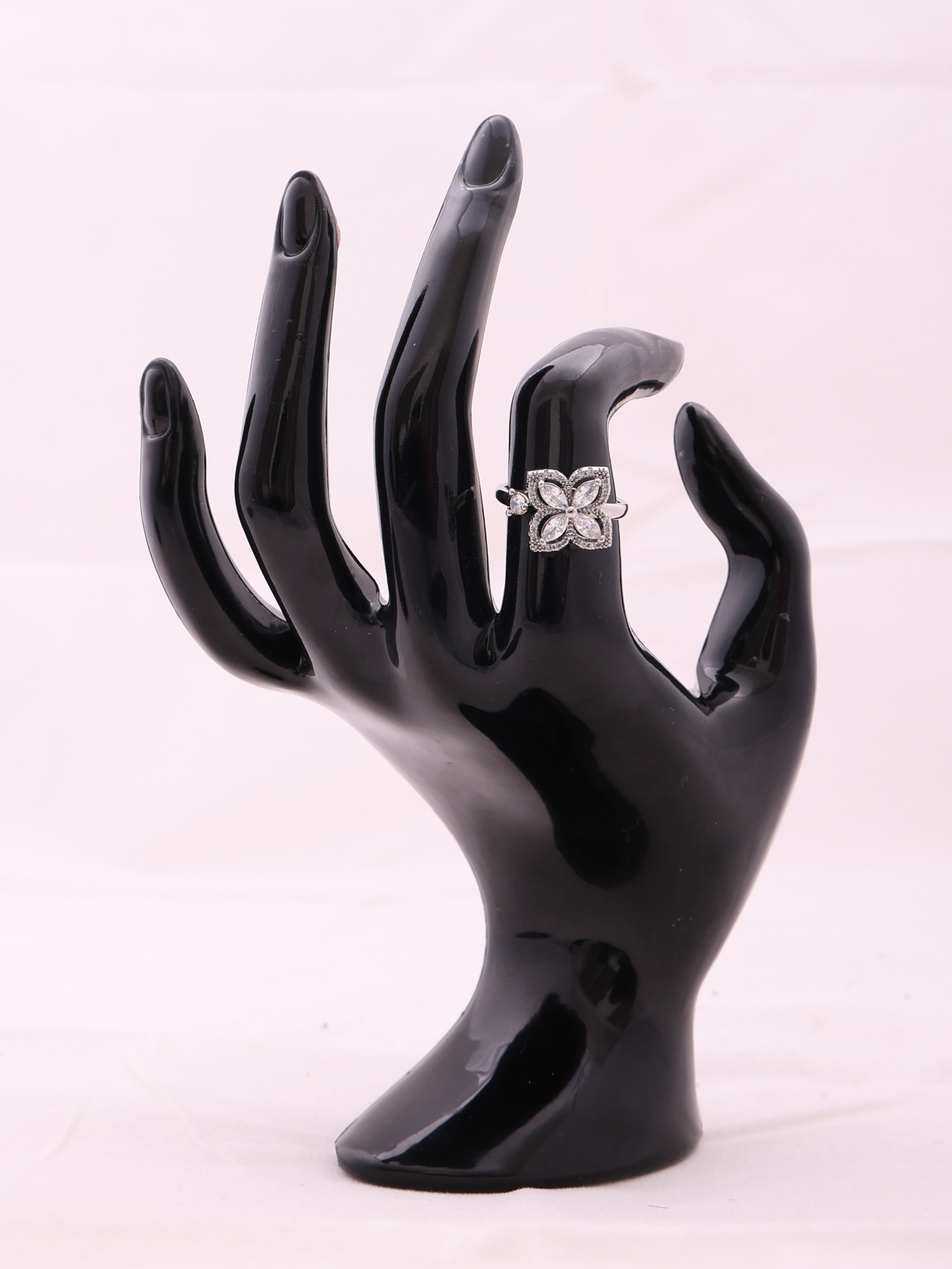Anti-Tarnish Rotating Floral Crystal Spinner Ring