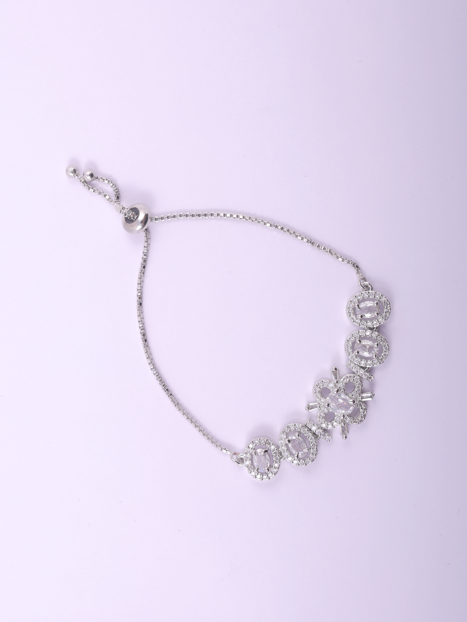 Elegant Floral Oval AD Diamond Bracelet for Women