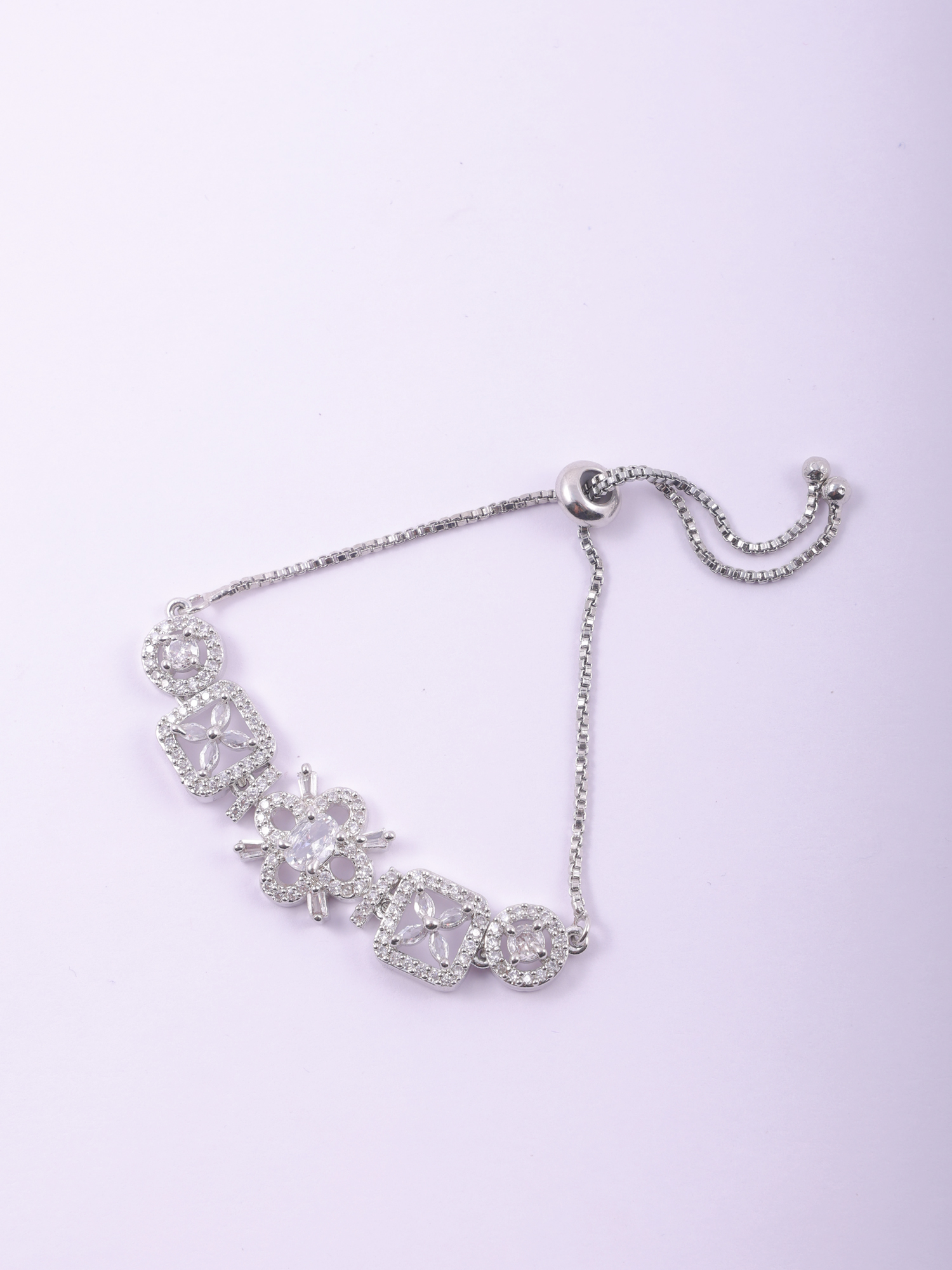 Elegant Square Floral AD Diamond Bracelet