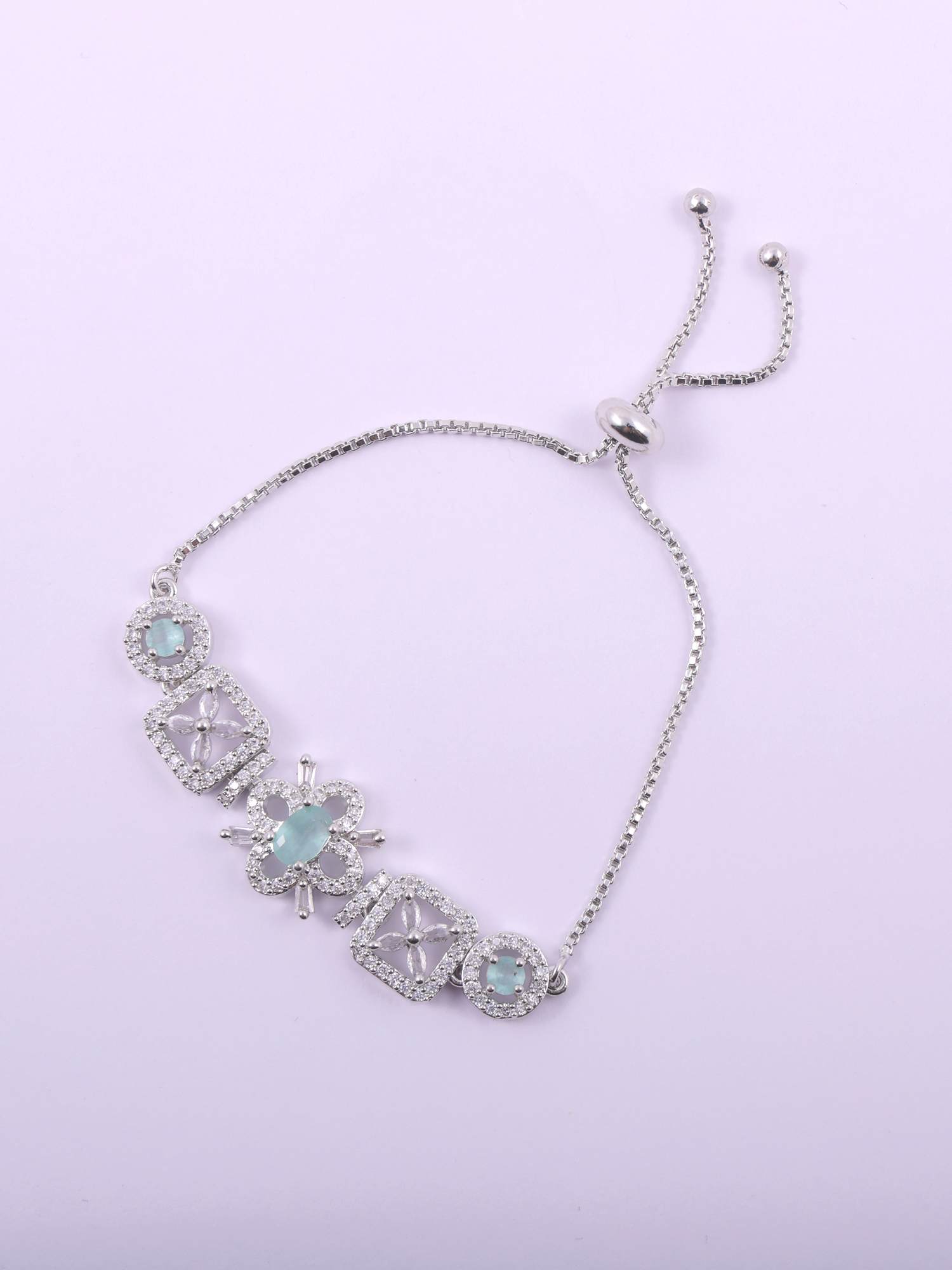 Elegant Mint Green Floral AD Diamond Bracelet