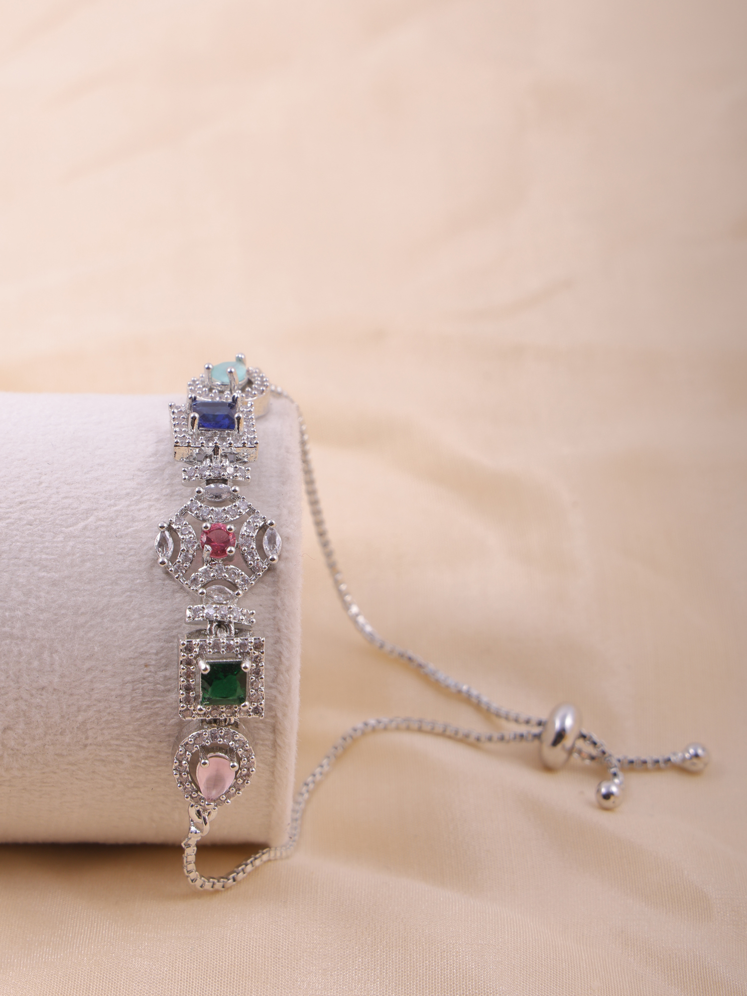 Multicolor Gemstone AD Diamond Bracelet