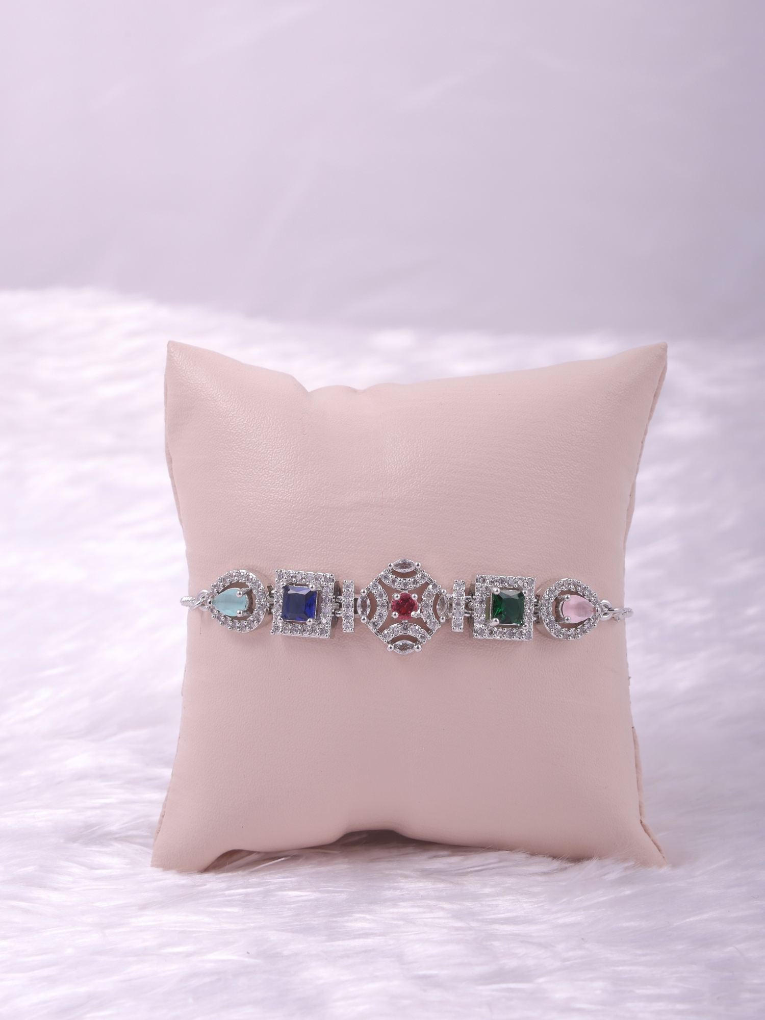 Multicolor Gemstone AD Diamond Bracelet