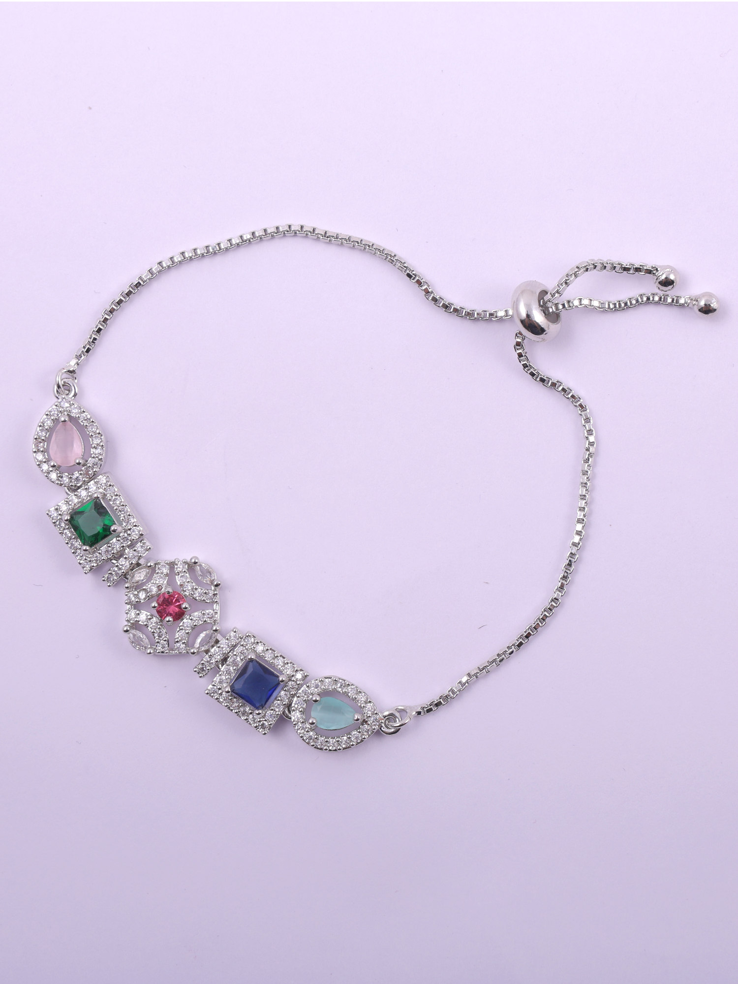 Multicolor Gemstone AD Diamond Bracelet