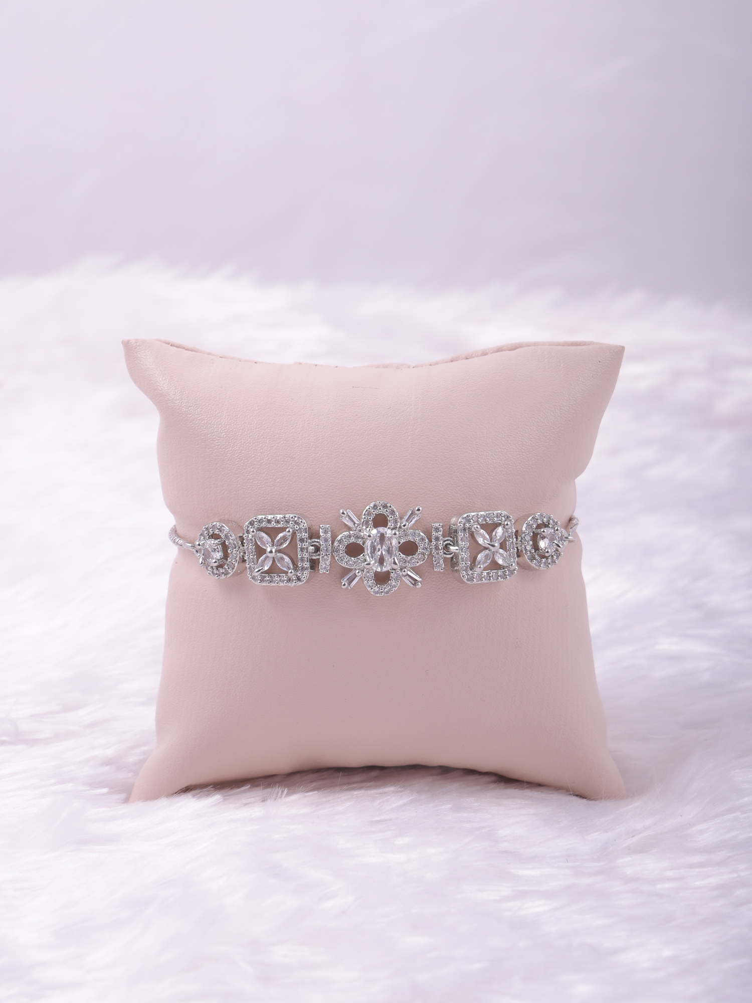 Elegant Square Floral AD Diamond Bracelet