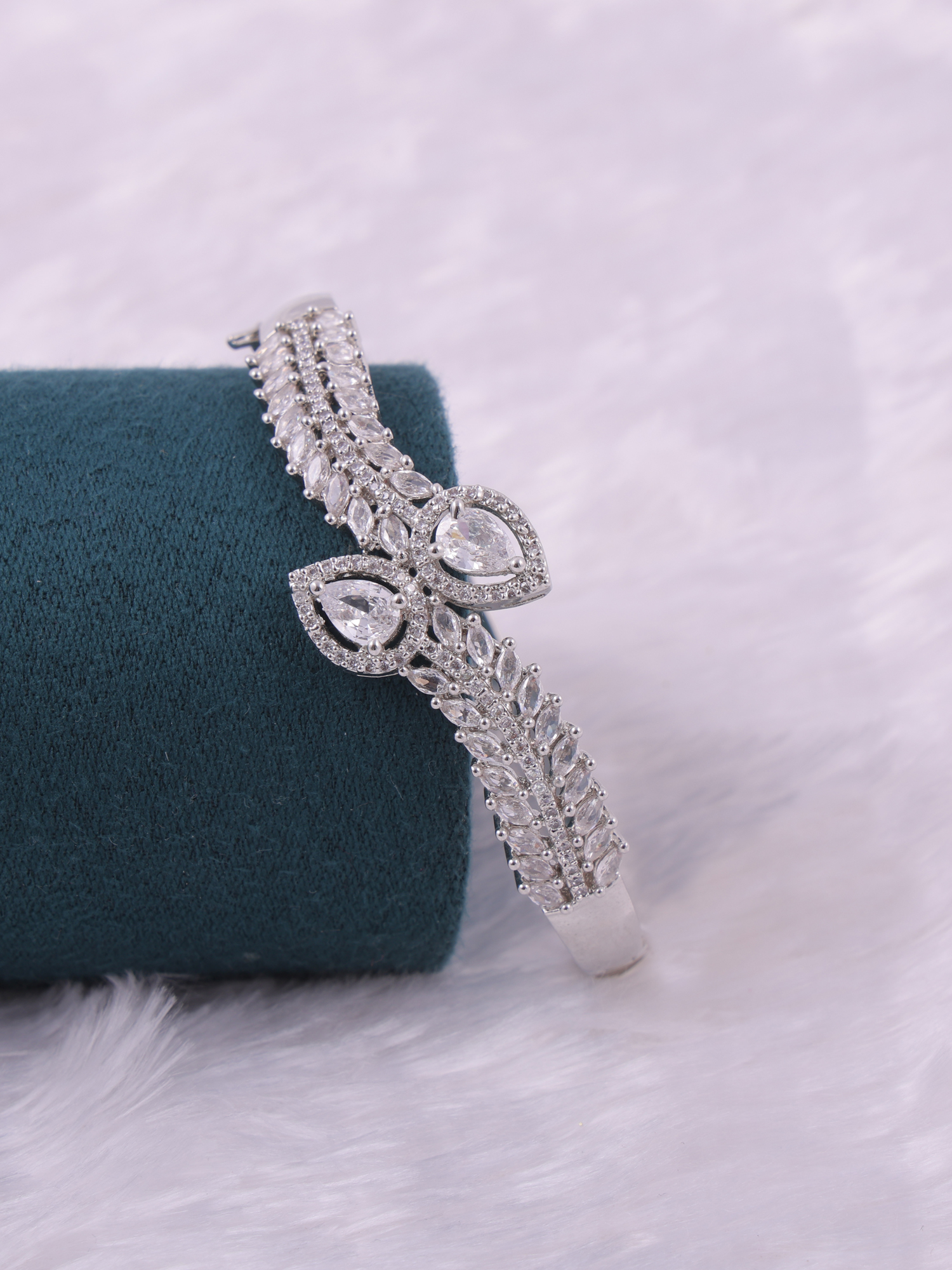 Elegant Leaf Motif AD Diamond Bracelet