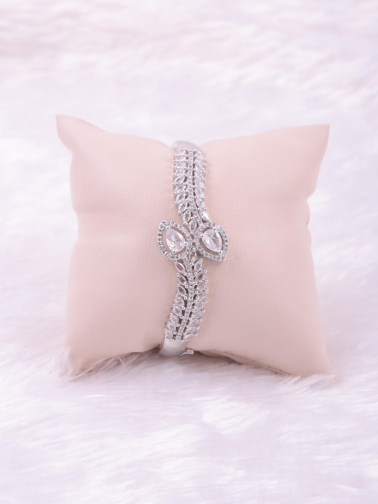 Elegant Leaf Motif AD Diamond Bracelet
