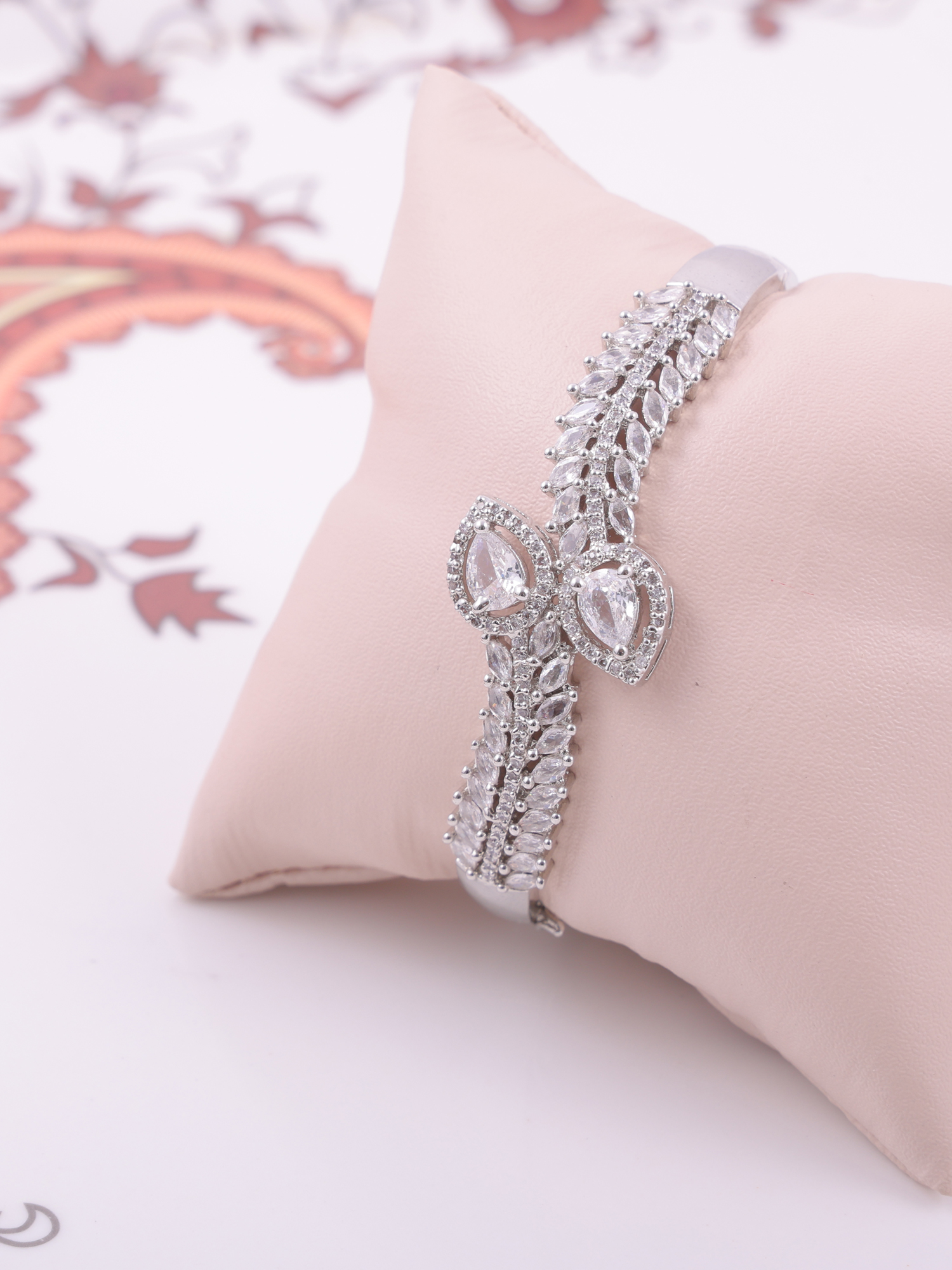 Elegant Leaf Motif AD Diamond Bracelet