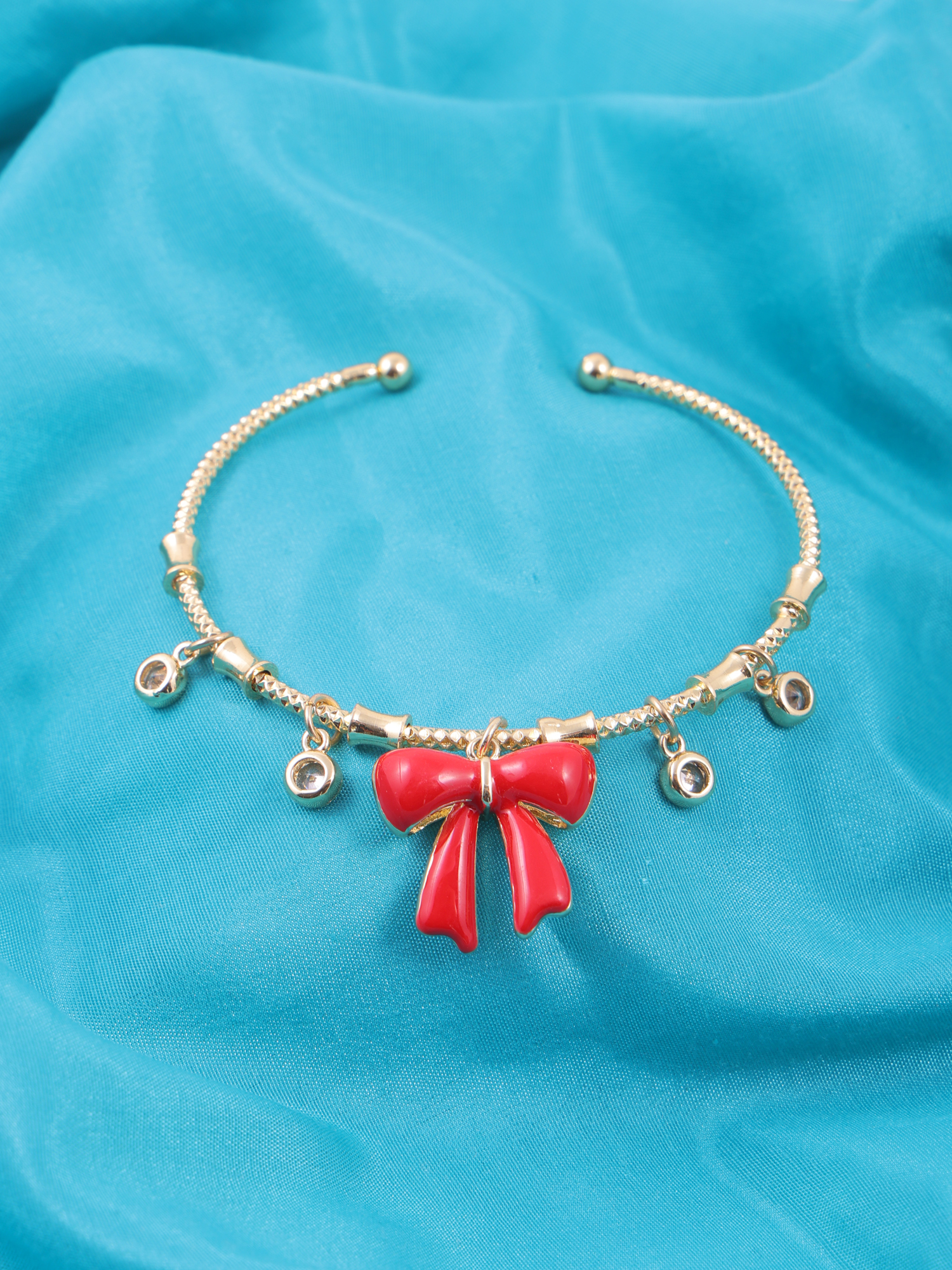 Red Bow Charm Bracelet