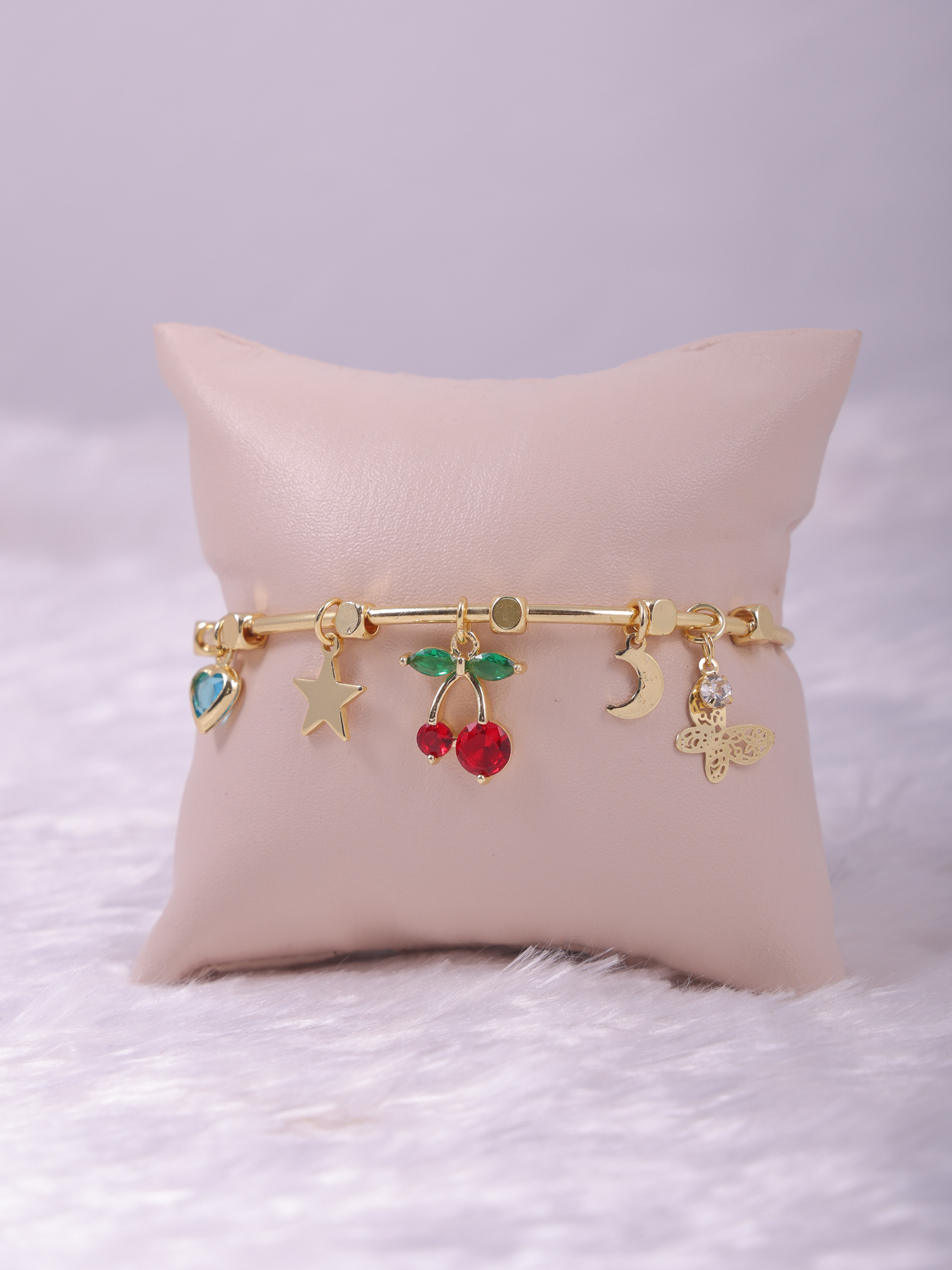Multi-Charm Gold Bracele