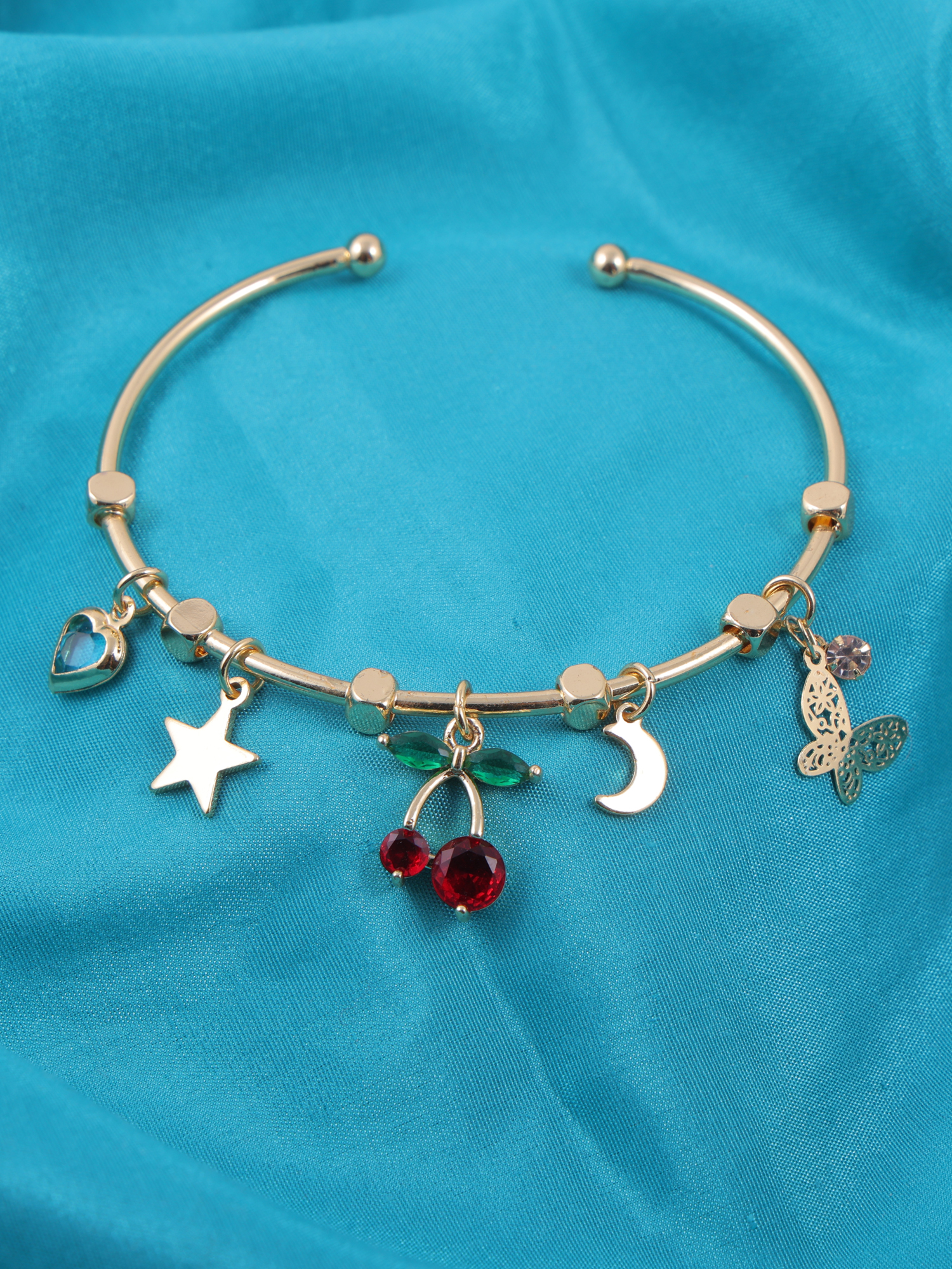 Multi-Charm Gold Bracele
