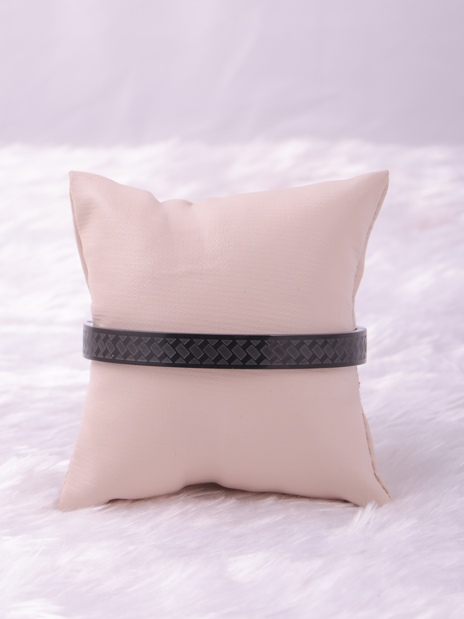 Matte Black Cross-Texture Anti-Tarnish Bracelet