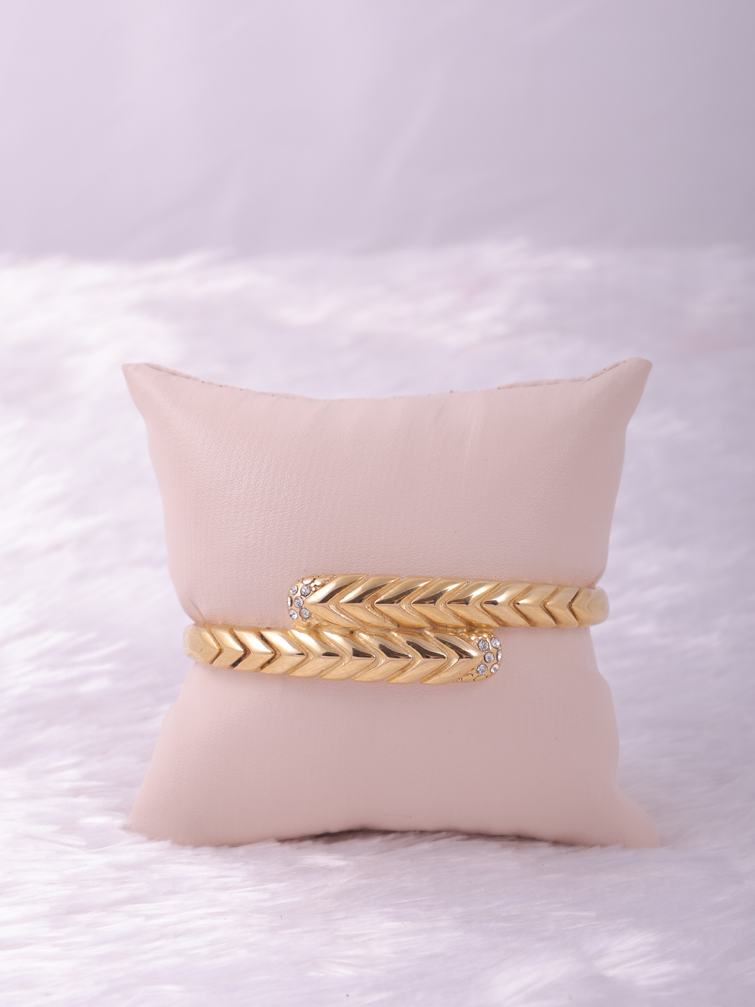 Gold Chevron Crystal Anti-Tarnish Bracelet