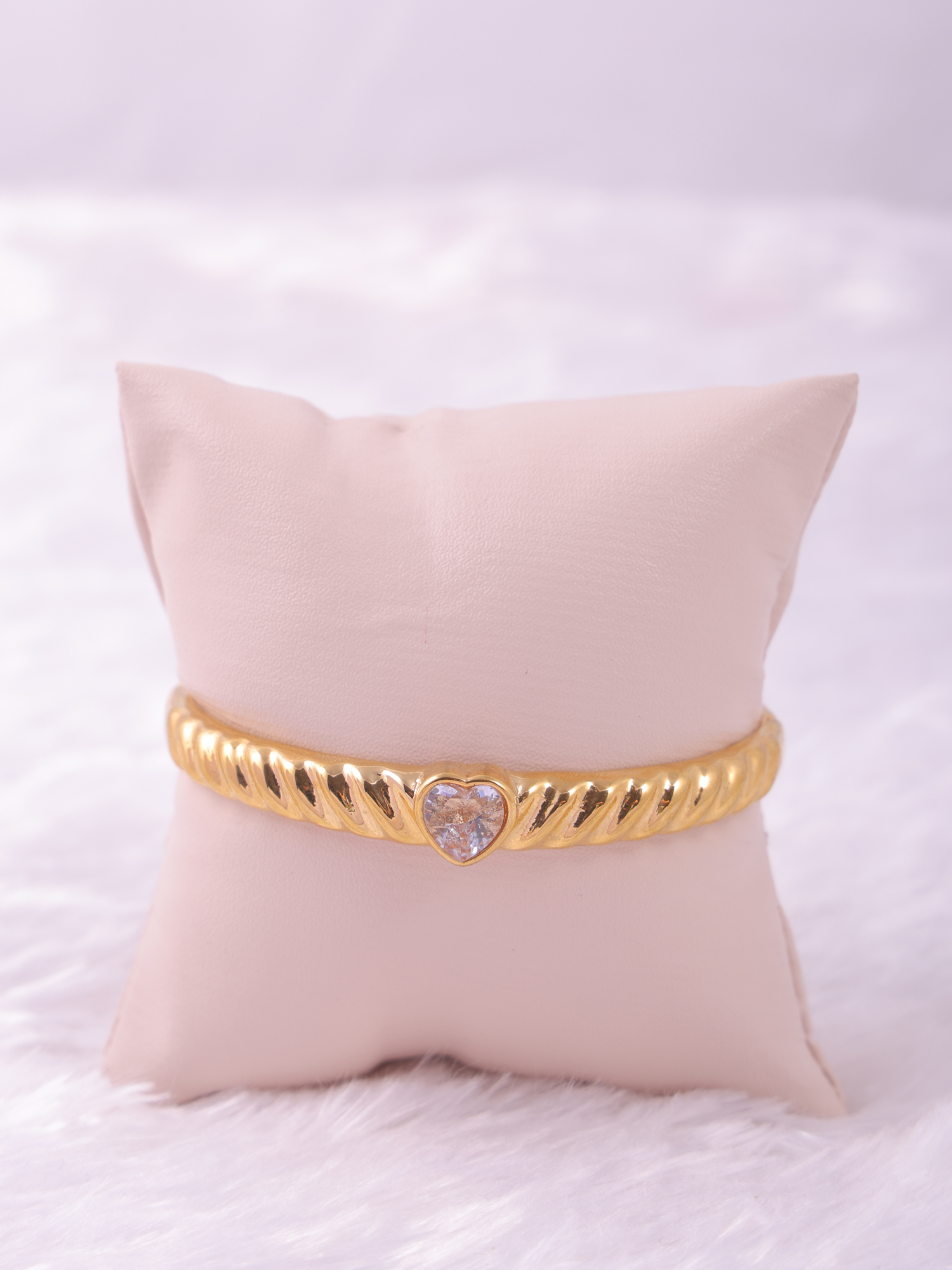Gold Crystal Heart Anti-Tarnish Bracelet